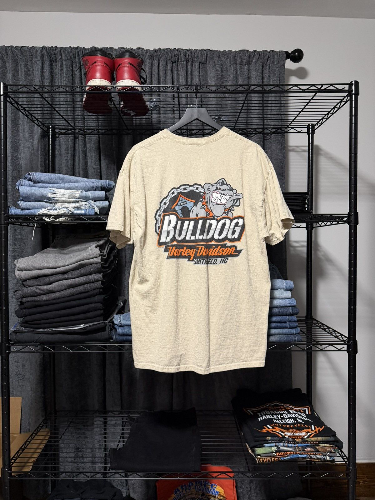 Harley Davidson Bull Dog Harley Davidson Smithfield NC Men’s Tee XL Beige Size US XL / EU 56 / 4 - 1 Thumbnail