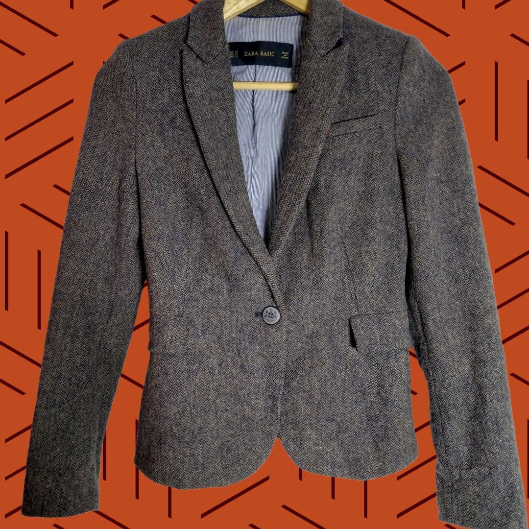 Zara ZARA BASIC Blazer Brown Solid Long Sleeve Women Size XS Size XS / US 0-2 / IT 36-38 - 1 Thumbnail