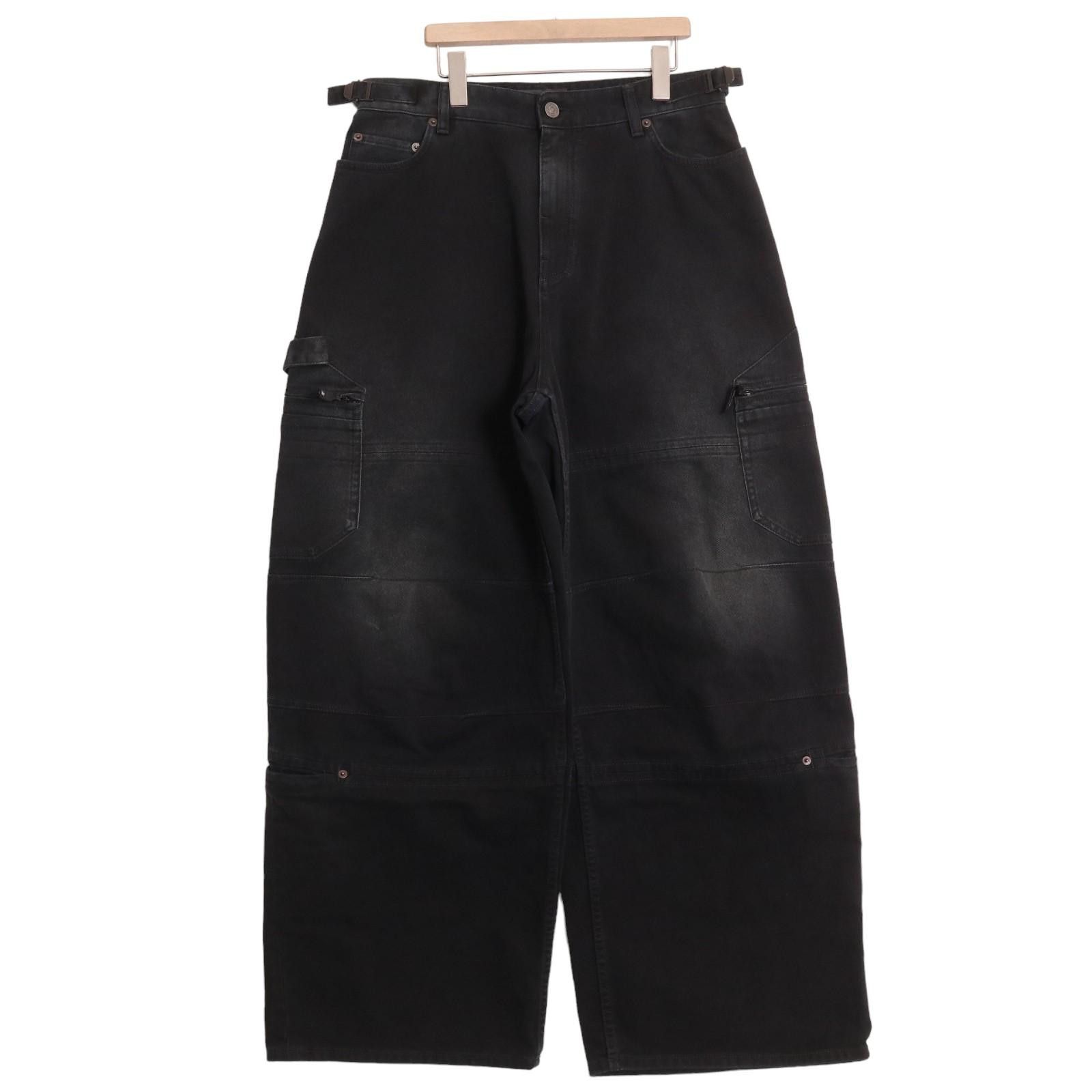 image of Balenciaga Heather Black Wide Cargo Pant's, Men's (Size 30)