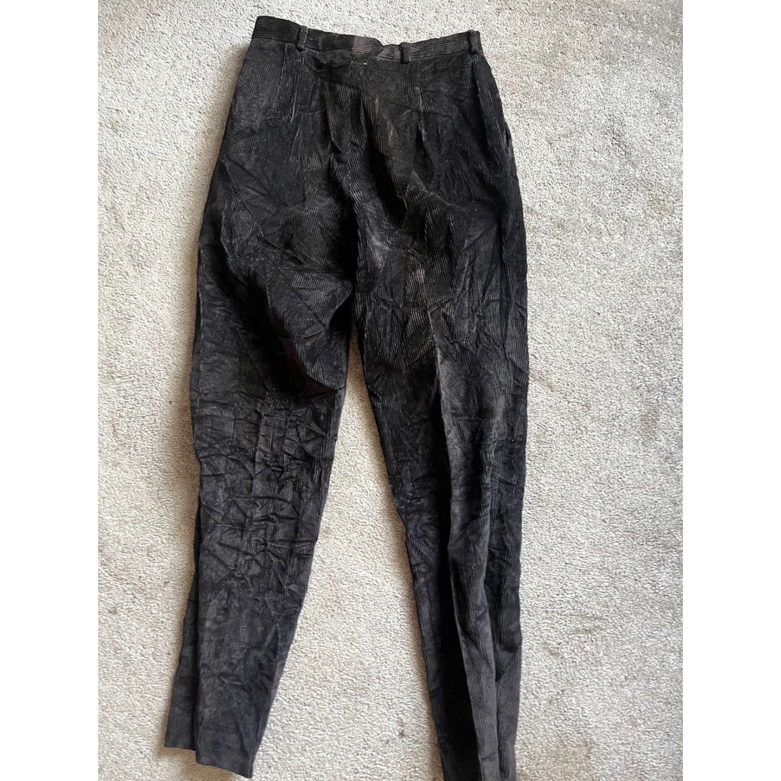 Vintage VINTAGE L.L. Bean Womens Pleated High Waisted Tapered Corduroy Pants Sz 12 Black Retro Casual Dress Pants Size 34" / US 12 / IT 48 - 3 Thumbnail