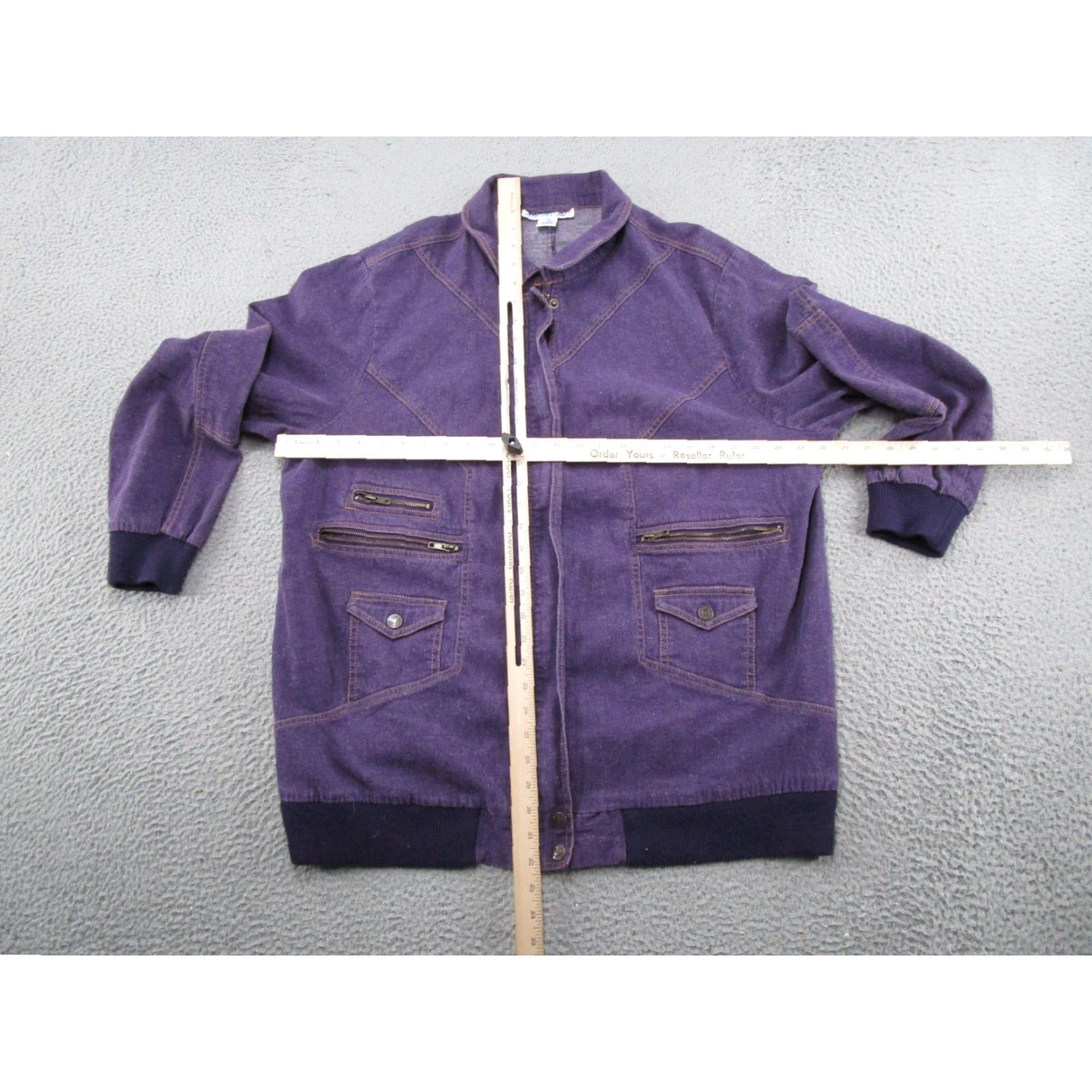 Vintage VINTAGE Denim 24/7 Purple Denim Full Zip Jacket Women's Plus Size 24W Pockets Denim 24/7 Jacket Size 42" / US 20 - 3 Thumbnail