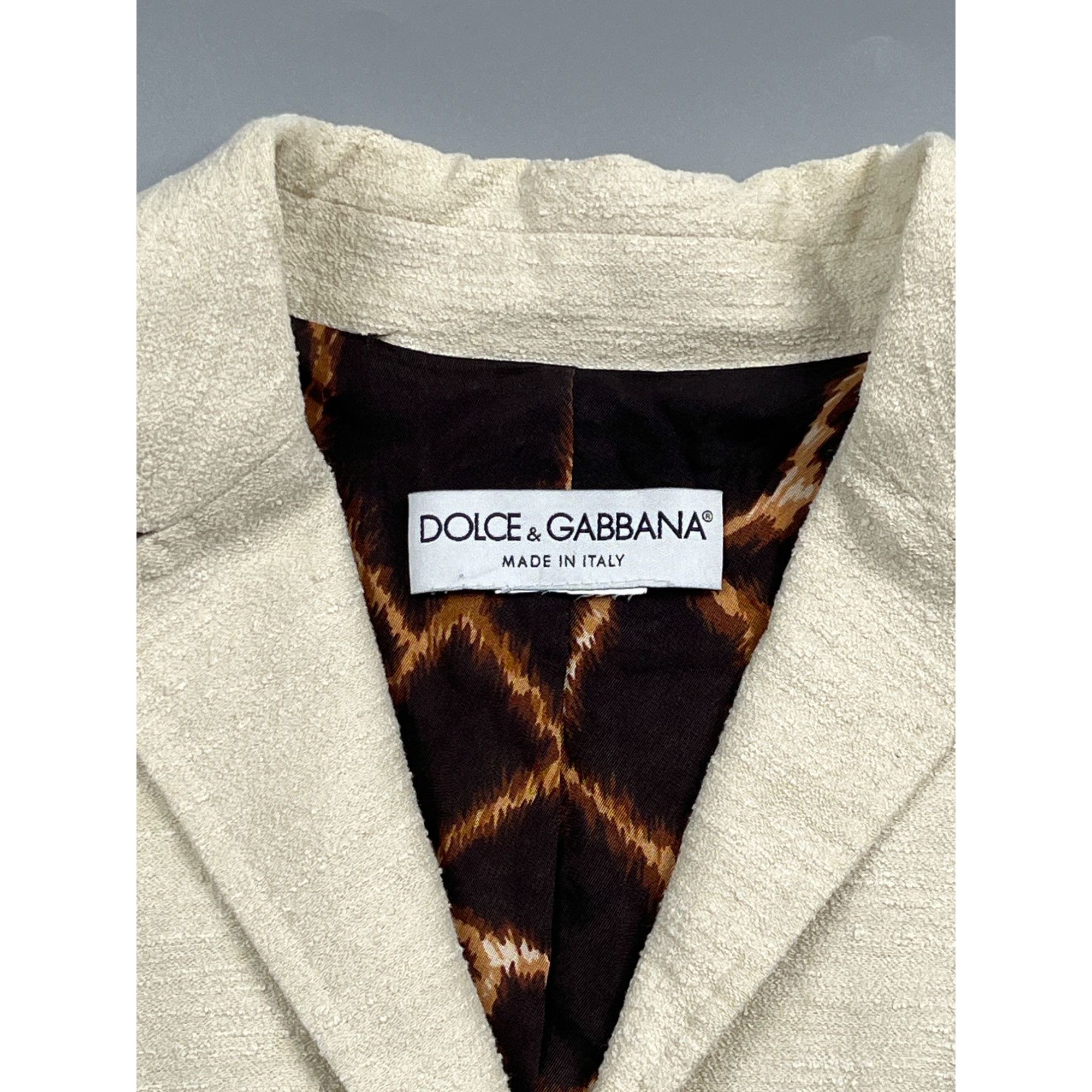 Dolce & Gabbana Dolce & Gabbana Cream White Short Tweed Blazer (Y0760) Size M / US 6-8 / IT 42-44 - 4 Thumbnail