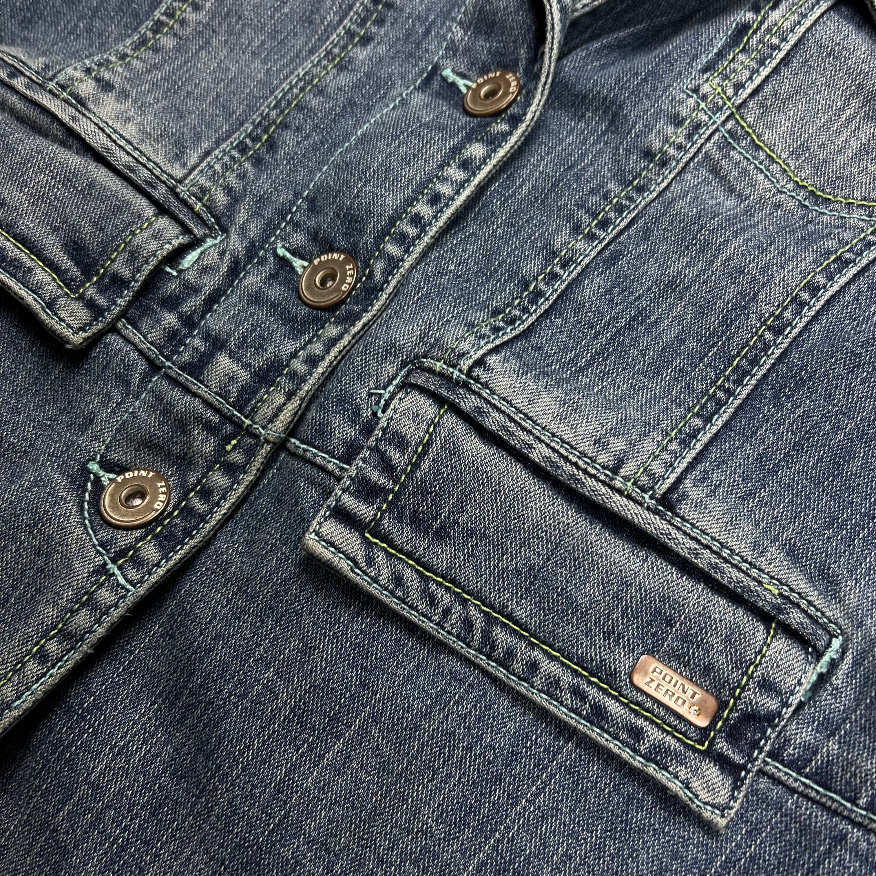 Point Zero × Vintage Point Zero Embroidered Flower Denim Jacket - L Size L / US 10 / IT 46 - 8 Thumbnail