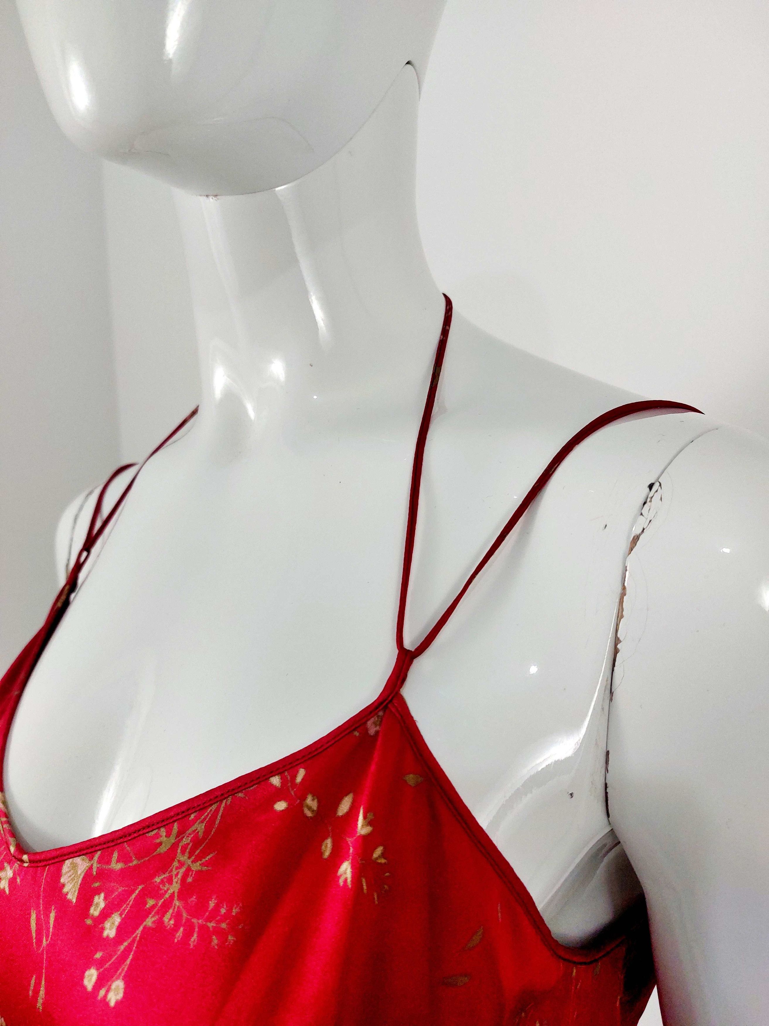 John Galliano John Galliano Paris Red Silk Floral Micro Pleated Gold Dress Size M / US 6-8 / IT 42-44 - 6 Thumbnail
