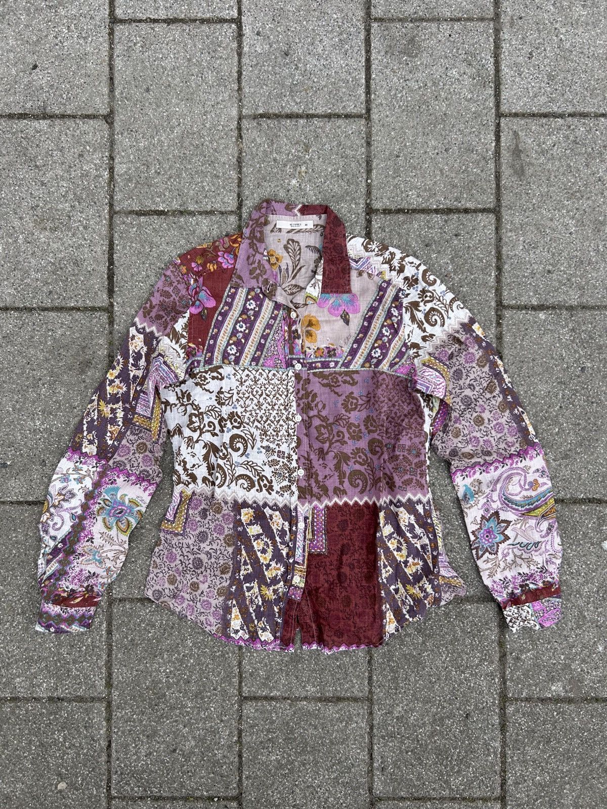 Etro Etro Luxury Paisley Patchwork Linen Blouse Luxury Shirt Size M / US 6-8 / IT 42-44 - 1 Thumbnail