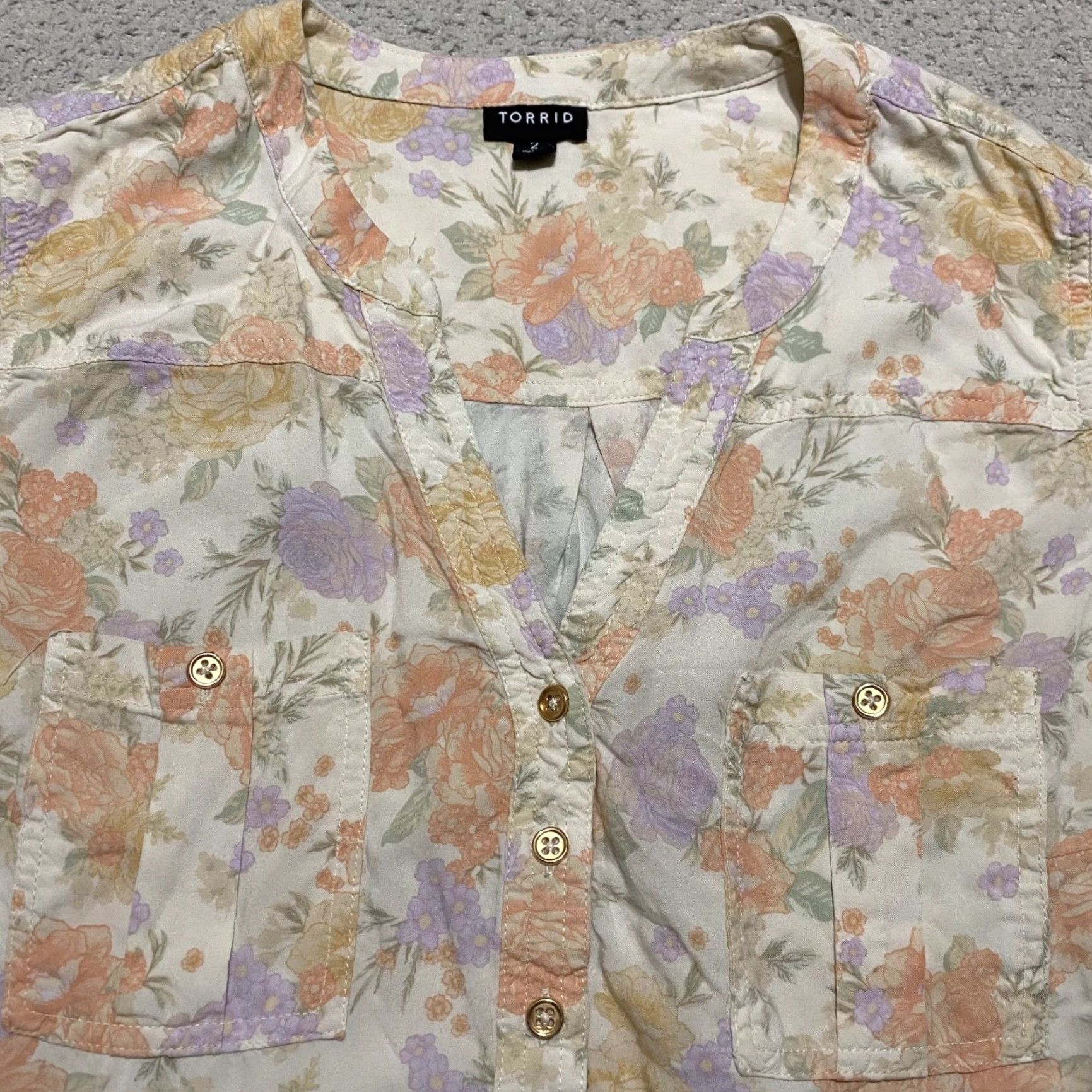 Torrid Torrid Shirt 2X V-Neck Long Sleeve Multicolor Floral Blouse Womens Plus Size XXL / US 16-18 / IT 52-54 - 6 Thumbnail