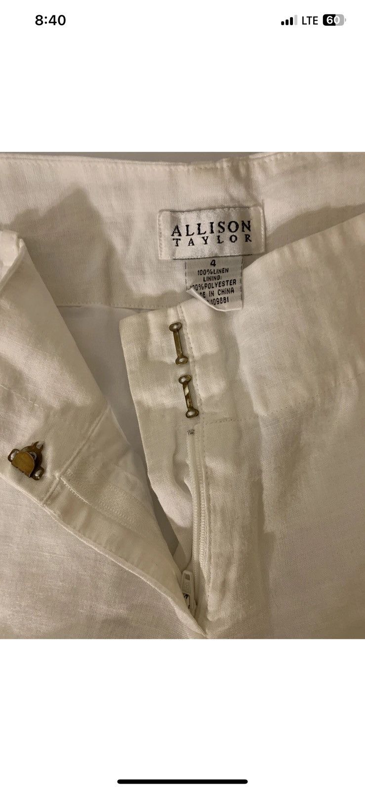 Other Allison Taylor Womens Sz 4 Shorts Capris Linen White Size 27" / US 4 / IT 40 - 1 Thumbnail