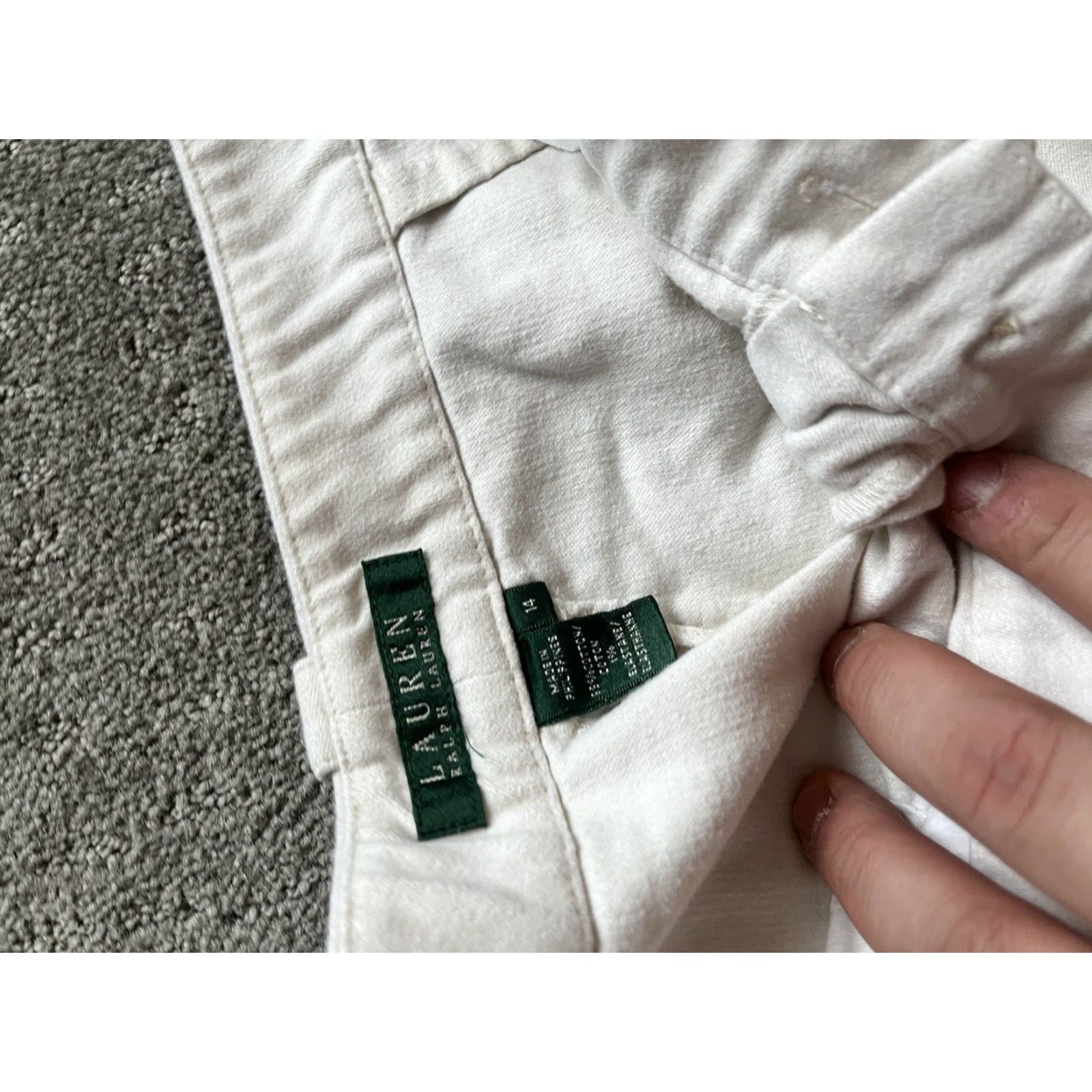 Ralph Lauren VINTAGE Ralph Lauren Women Pants Size 14 Straight Leg Chinos Ankle Zip Ivory Cotton Blend Size 36" / US 14 / IT 50 - 5 Thumbnail