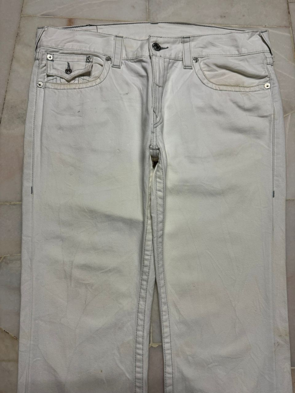 True Religion 💥BigSize💥Y2K True Religion Straight Sick Thrashed White Jean Size US 38 / EU 54 - 11 Thumbnail