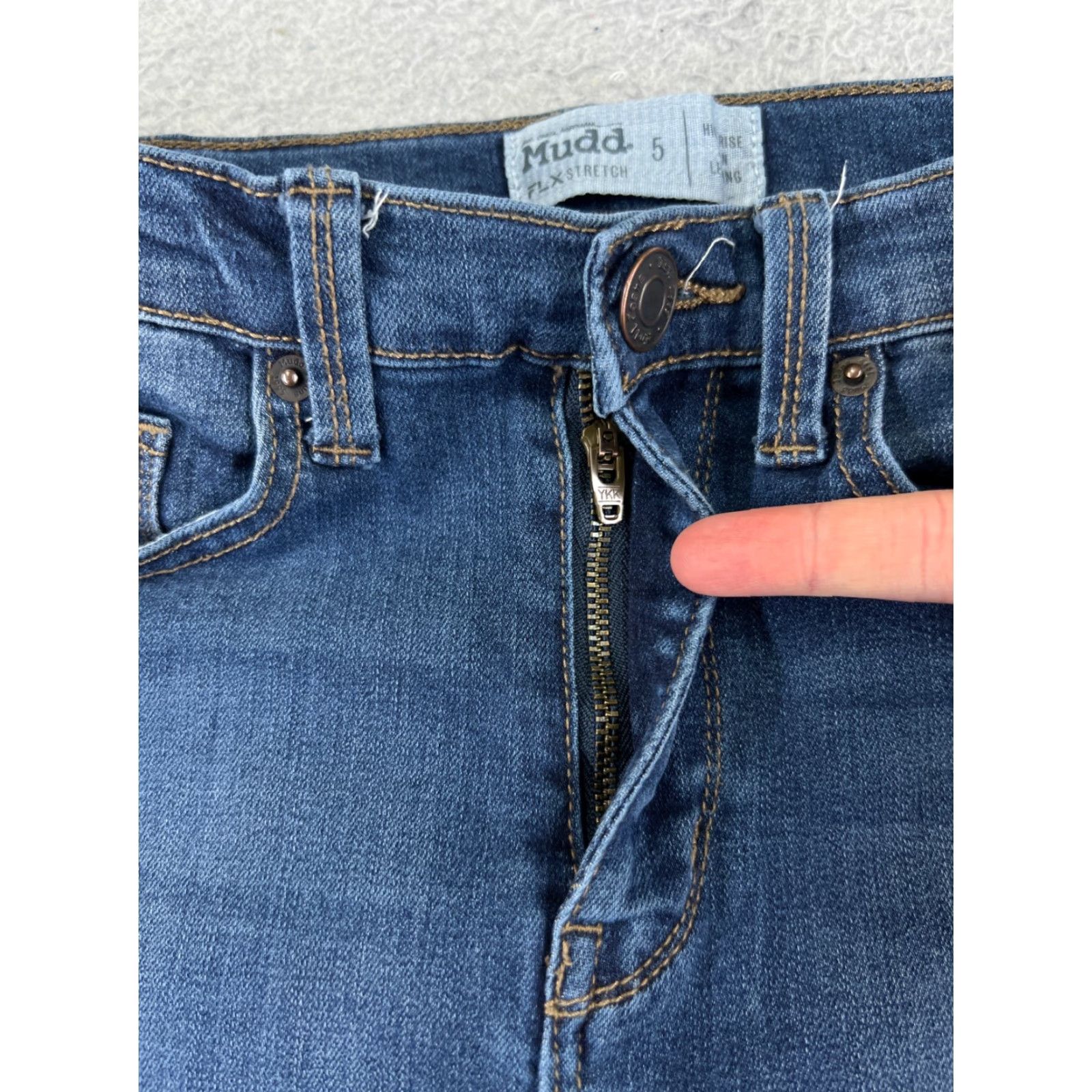 Vintage Mudd Jeans Women 5 Blue Denim Skinny FLX Stretch High Rise 24x28 Cotton Blend Regular 5-Pocket Distressed Comfort Pockets Button USA Vintage: No Size 27" / US 4 / IT 40 - 5 Thumbnail