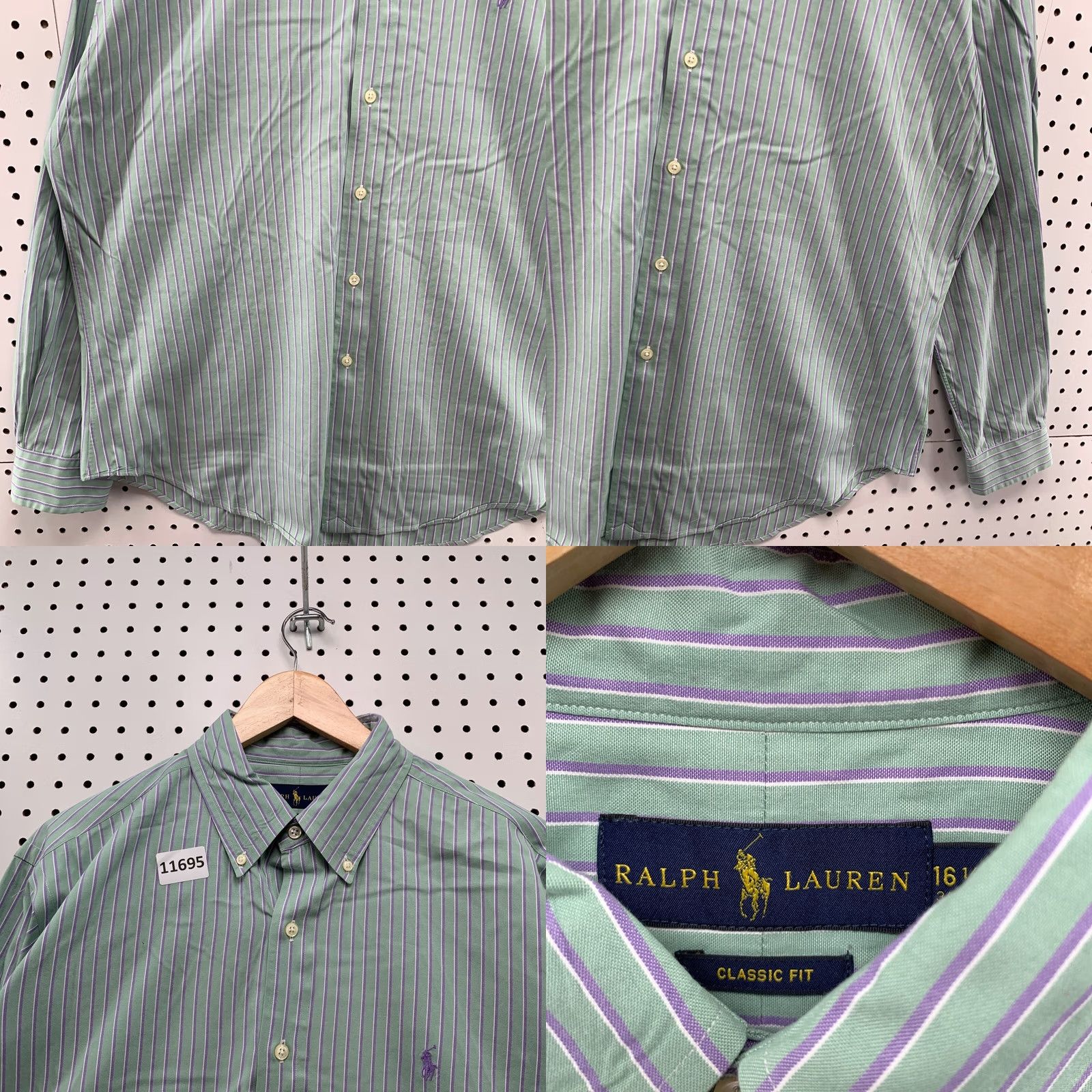Polo Ralph Lauren Polo Ralph Lauren Shirt Men XL Green Purple Striped Button-Down 16.5 34/35 Classic Fit Size US XL / EU 56 / 4 - 8 Thumbnail