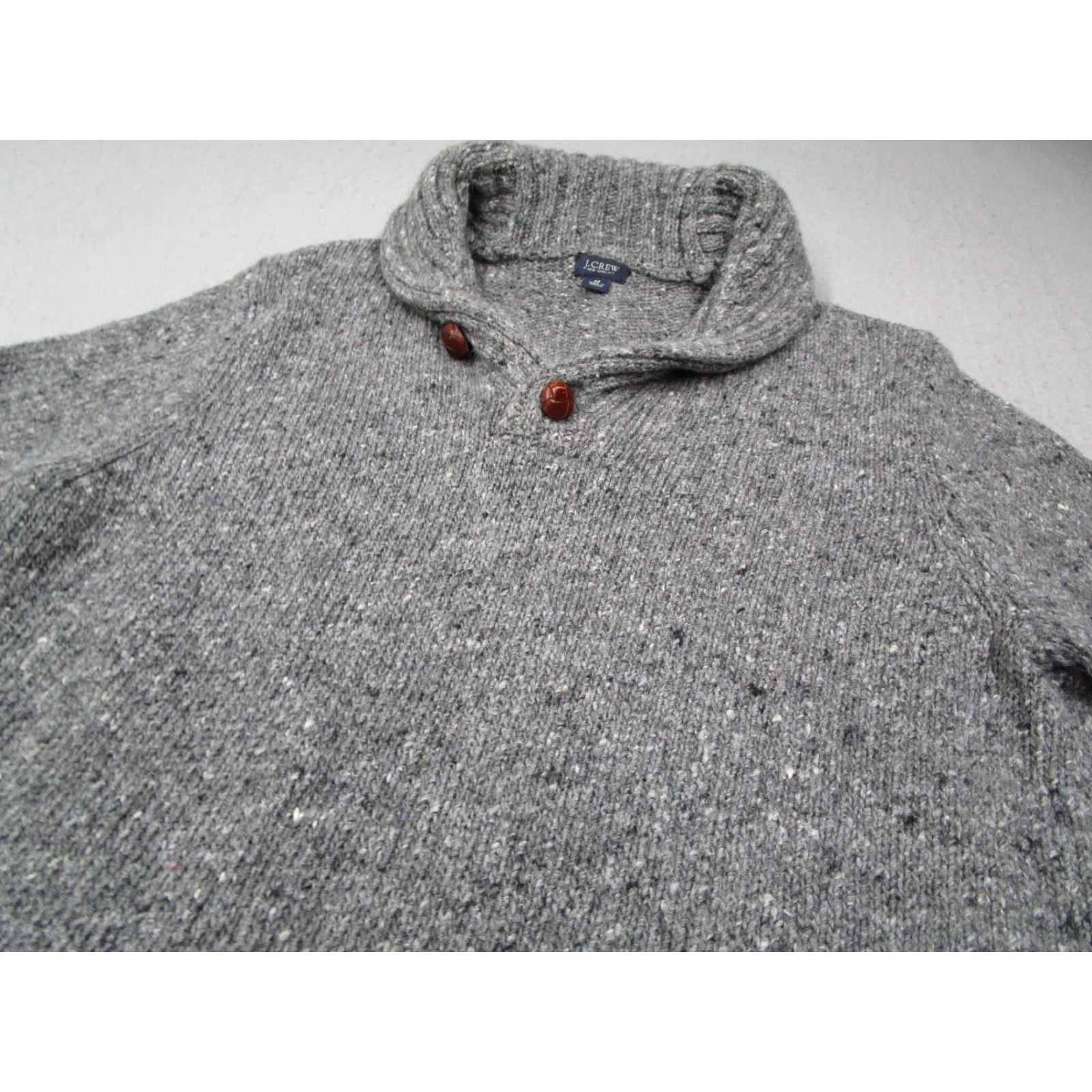 J.Crew VINTAGE J.CREW Men’s Gray Wool Blend Cable Knit Shawl Sweater Medium Adult Fall Winter Size US M / EU 48-50 / 2 - 2 Thumbnail