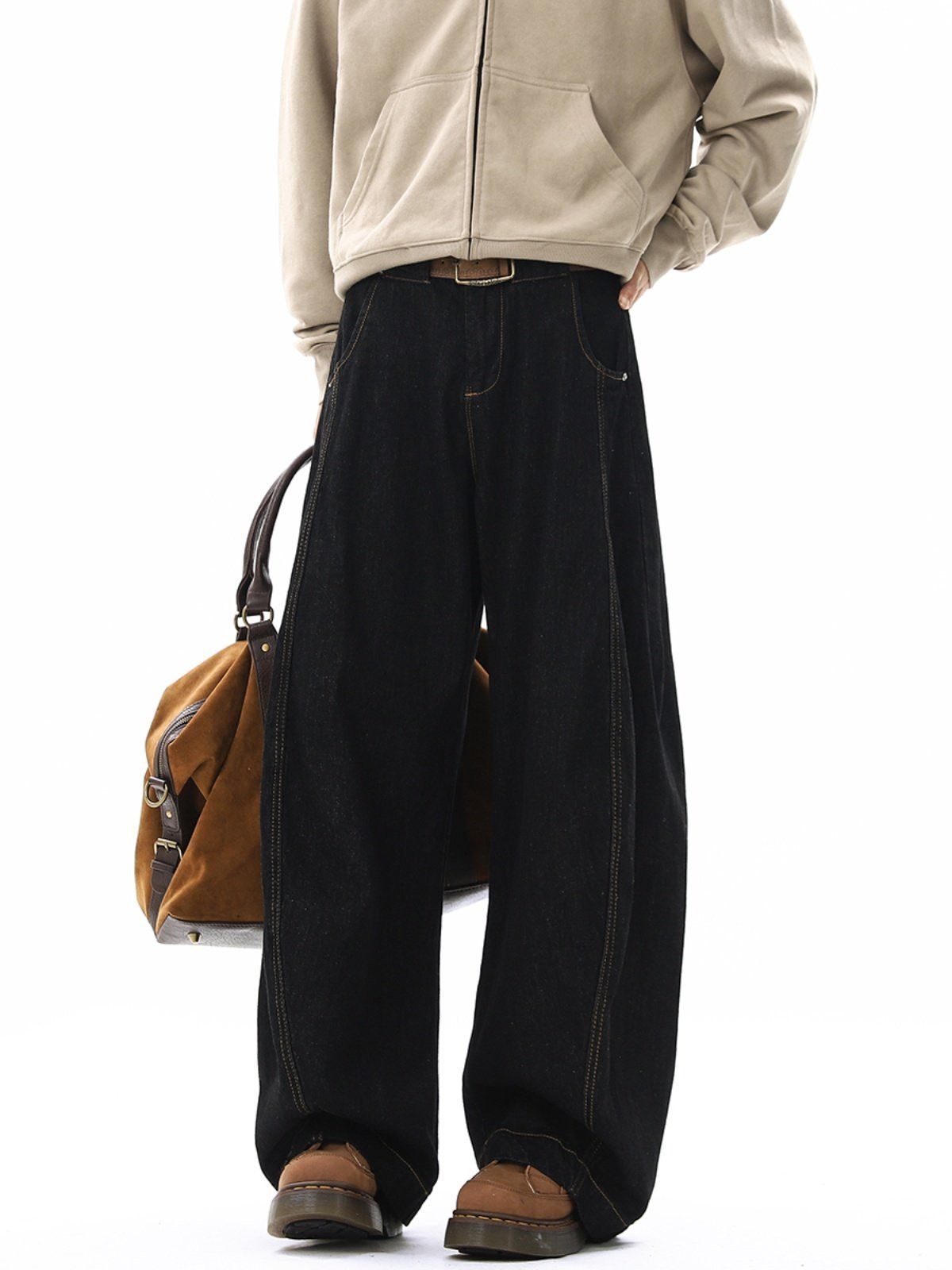 Jean Black men's retro loose straight-leg wide-leg jeans Size US 32 / EU 48 - 4 Thumbnail