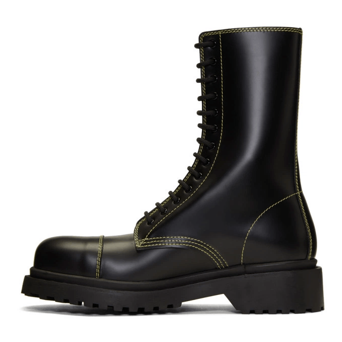 Balenciaga Black Leather Lace Up Combat Boots Size 7/40 Size US 7 / EU 40 - 3 Thumbnail