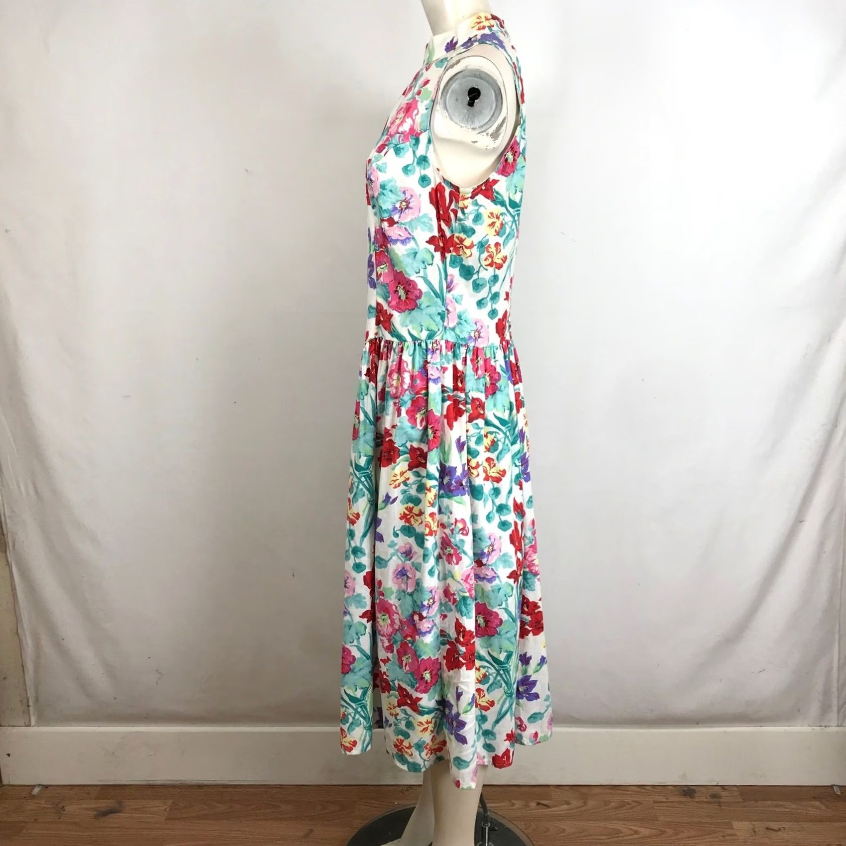 Vintage VINTAGE Brittany Nicole Women Halter Midi Dress 11/12 Floral White Sundress Size L / US 10 / IT 46 - 6 Thumbnail