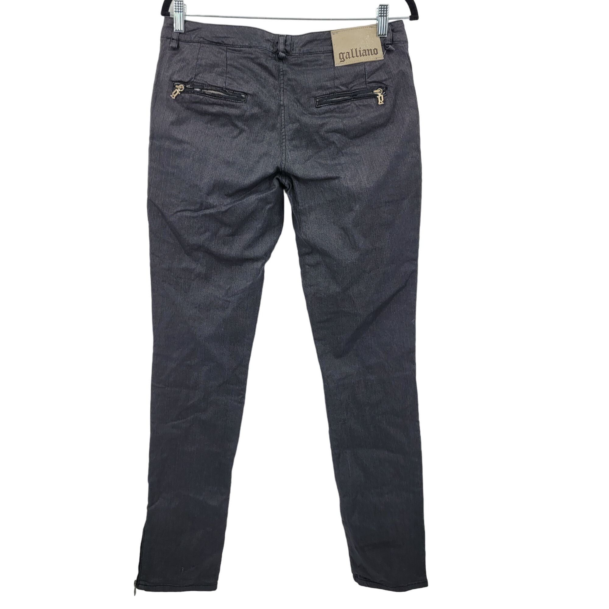 John Galliano Galliano Black Waxed Moto Jeans 32 Ankle Zip Pockets Militar Size 32" / US 10 / IT 46 - 2 Thumbnail