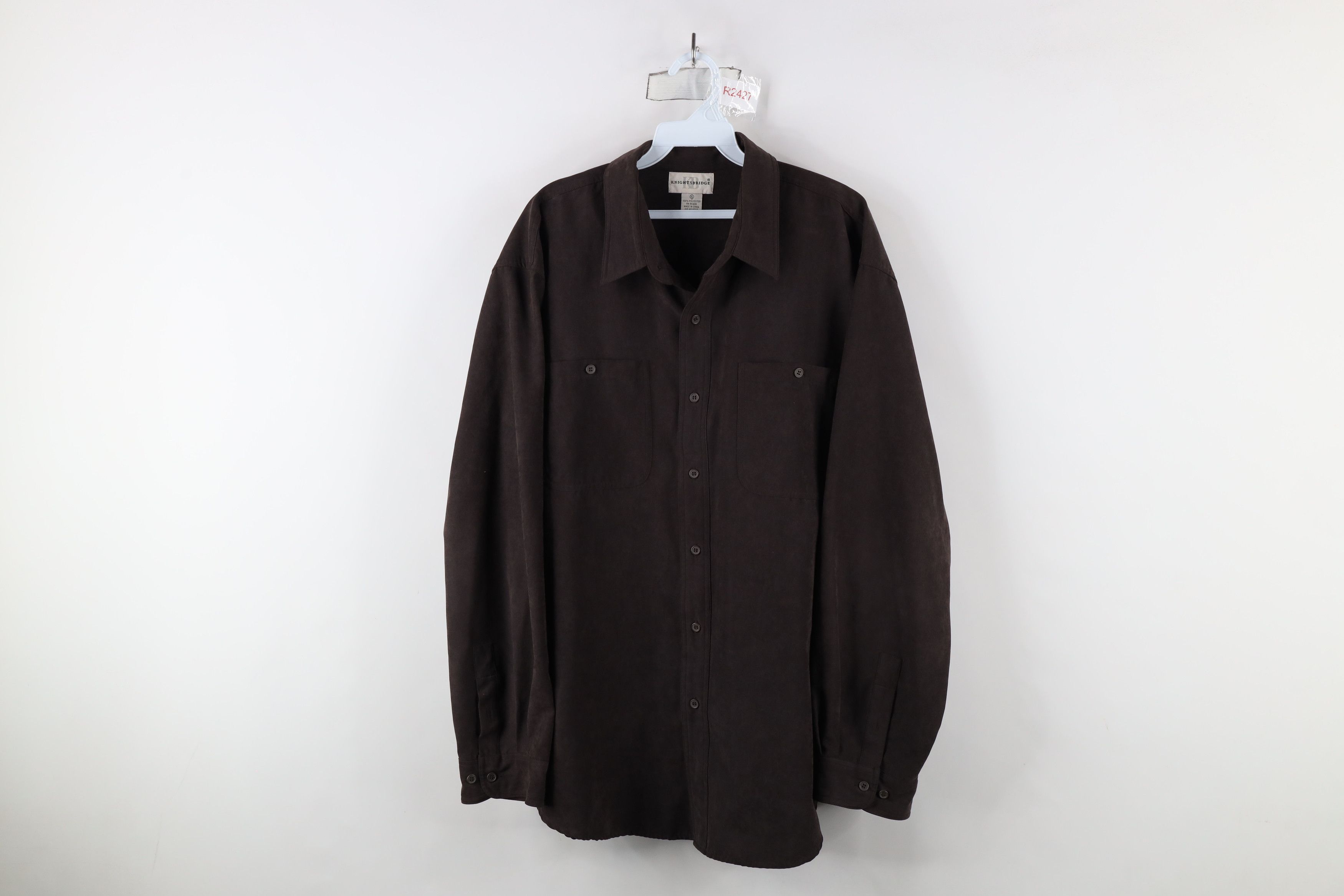Vintage Vintage 90s Streetwear Collared Button Shirt Dark Brown Size US XL / EU 56 / 4 - 1 Thumbnail