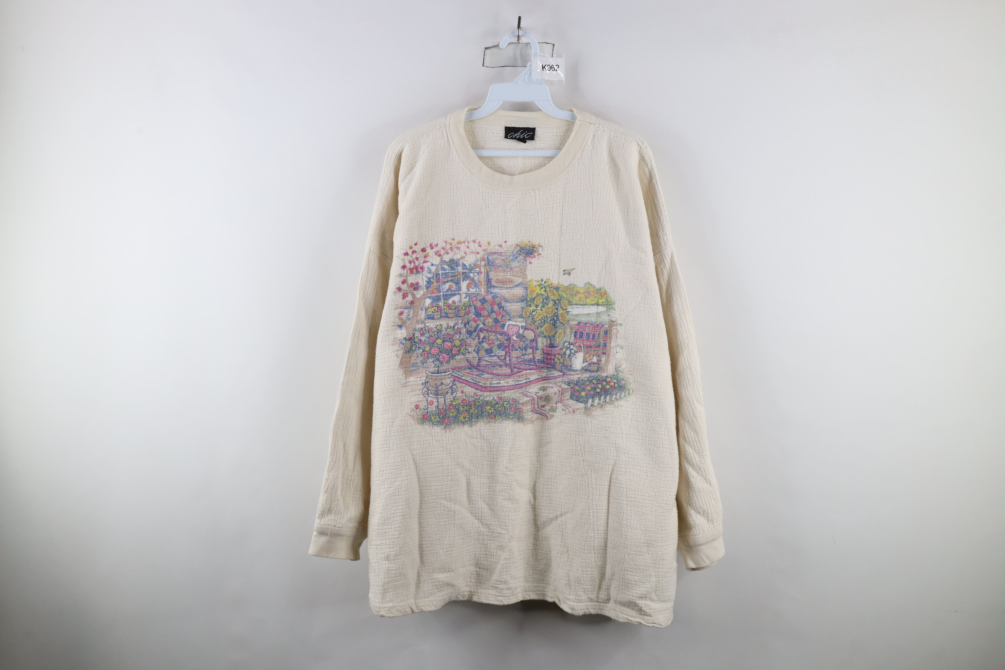 Vintage Vtg 90s Country Primitive Porch Thermal Knit Sweater USA Size XXL / US 16-18 / IT 52-54 - 1 Thumbnail