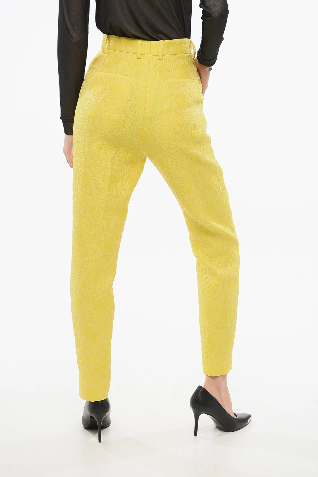 Dolce & Gabbana og1mm0426 Brocade Pant in Yellow Size 27" / US 4 / IT 40 - 2 Thumbnail