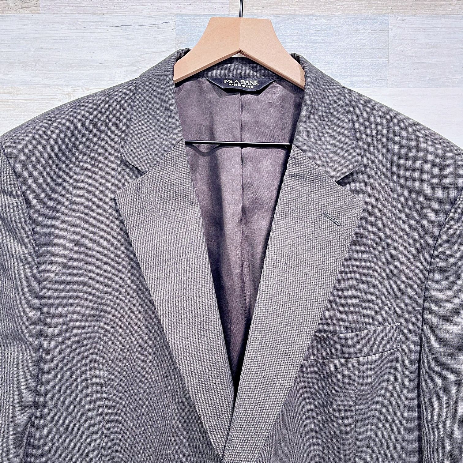 Jos. A. Bank Jos A Bank Wool Birdseye Suit Gray Mens 46R 40W Size 46R - 3 Thumbnail