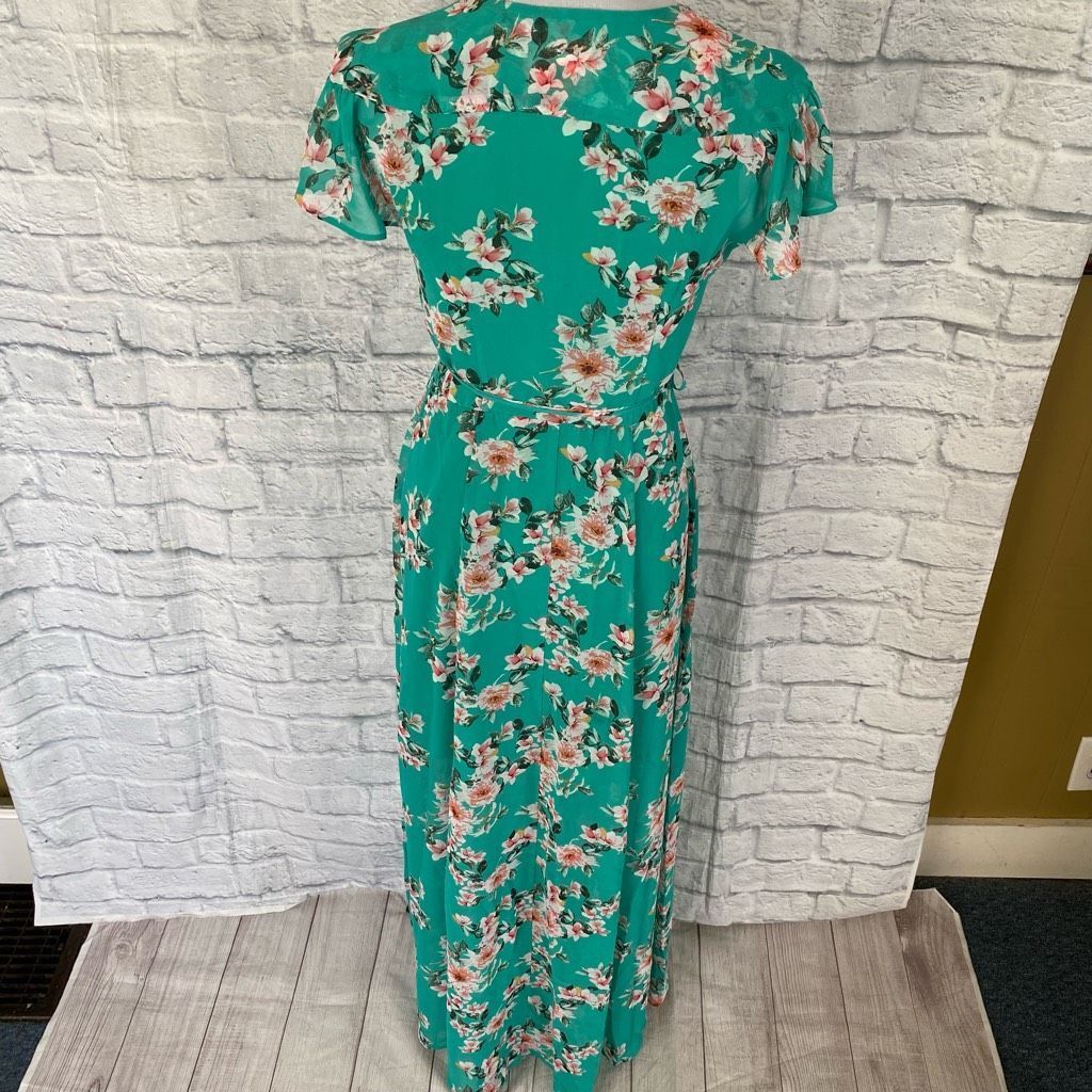 Other Eva Mendez women wrap maxi dress with side tie and floral print green Size XS / US 0-2 / IT 36-38 - 8 Thumbnail