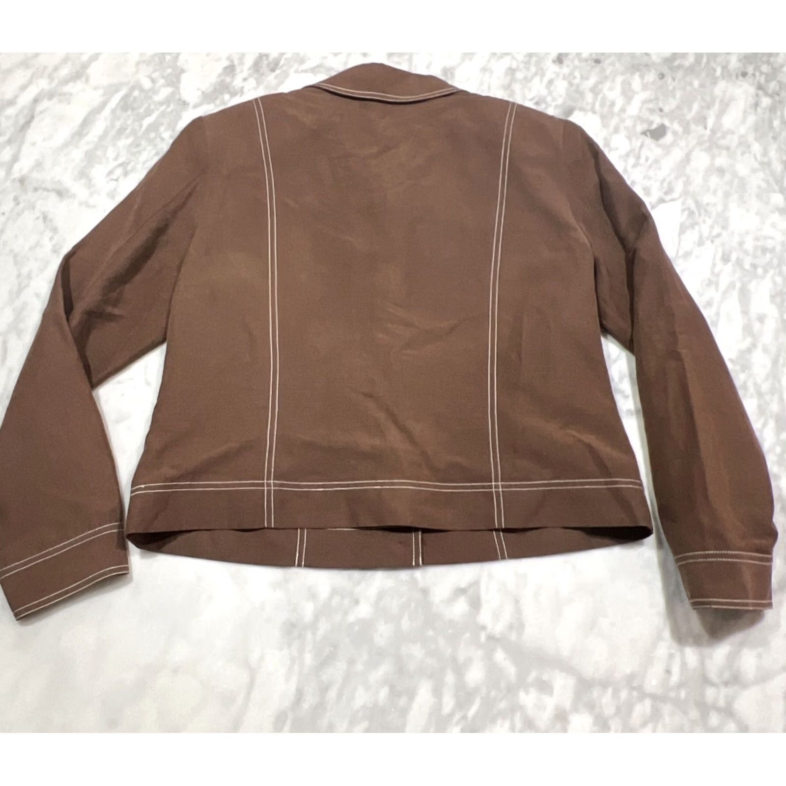 Pendleton Pendleton Jacket Women's 10 Brown Short Pick Stitching Buttons Silk Linen Size 32" / US 10 / IT 46 - 6 Thumbnail