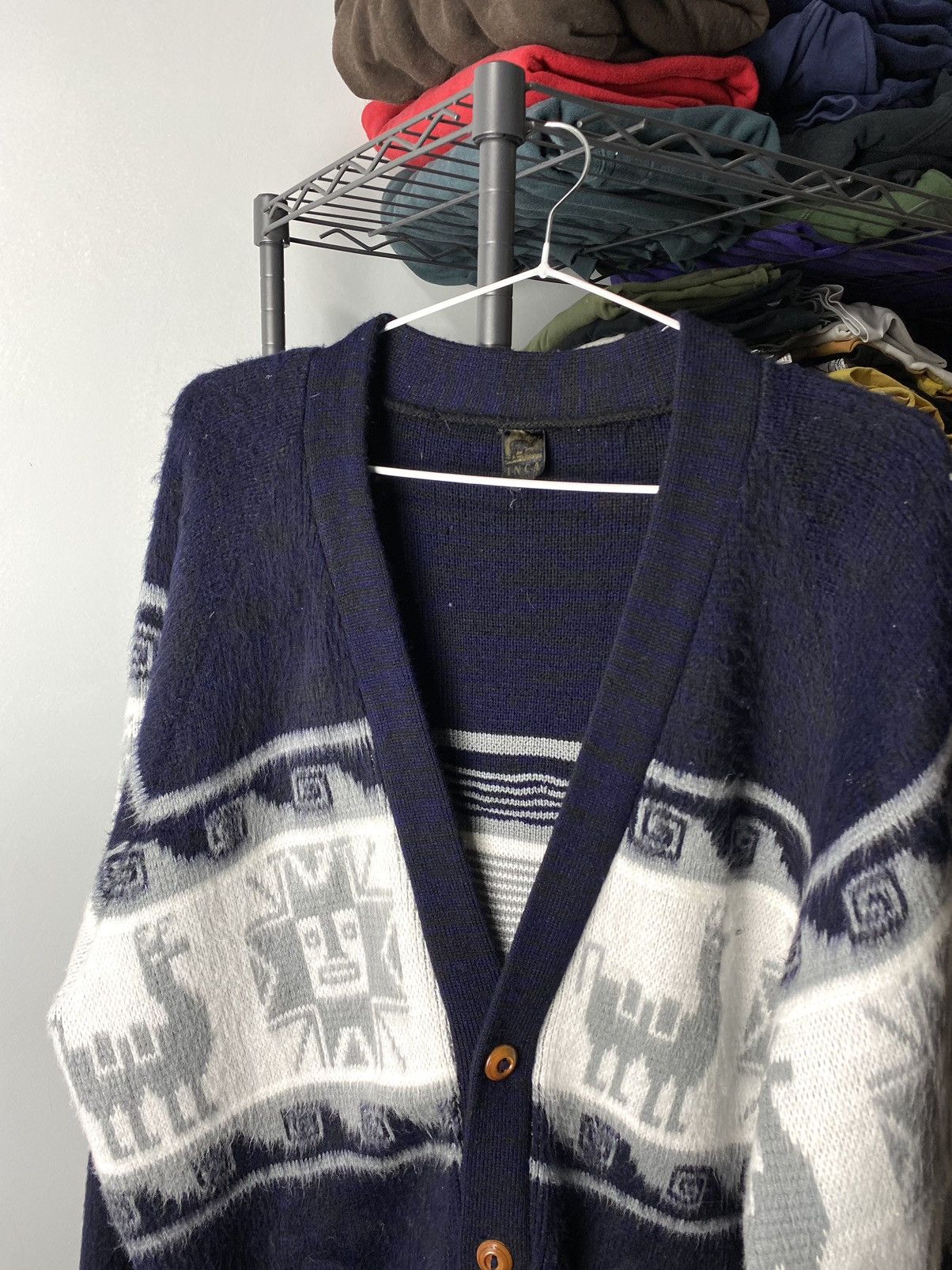 Japanese Brand Vintage 1990’s Inca Artesanias Cardigan Sweater Aztec Wool Size US L / EU 52-54 / 3 - 4 Thumbnail