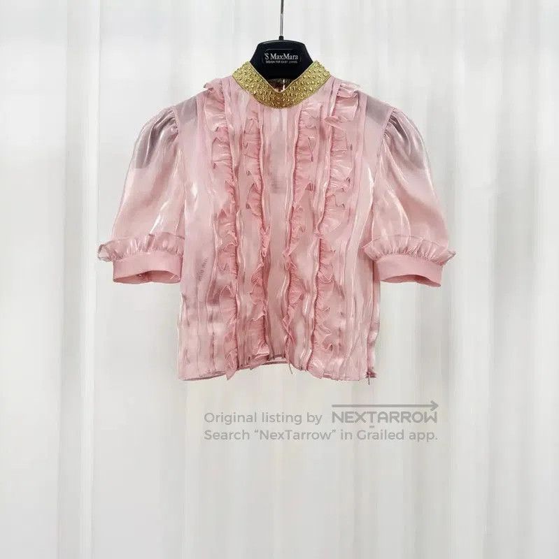 Miu Miu Miu Miu Summer Pink Ruffled Short Sleeve Tee . Size S / US 4 / IT 40 - 1 Thumbnail