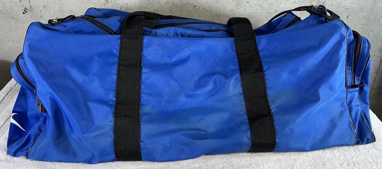 Nike Vintage XL 90s Blue Nike Travel Duffle Gym Bag Swoosh Logo Size ONE SIZE - 3 Thumbnail