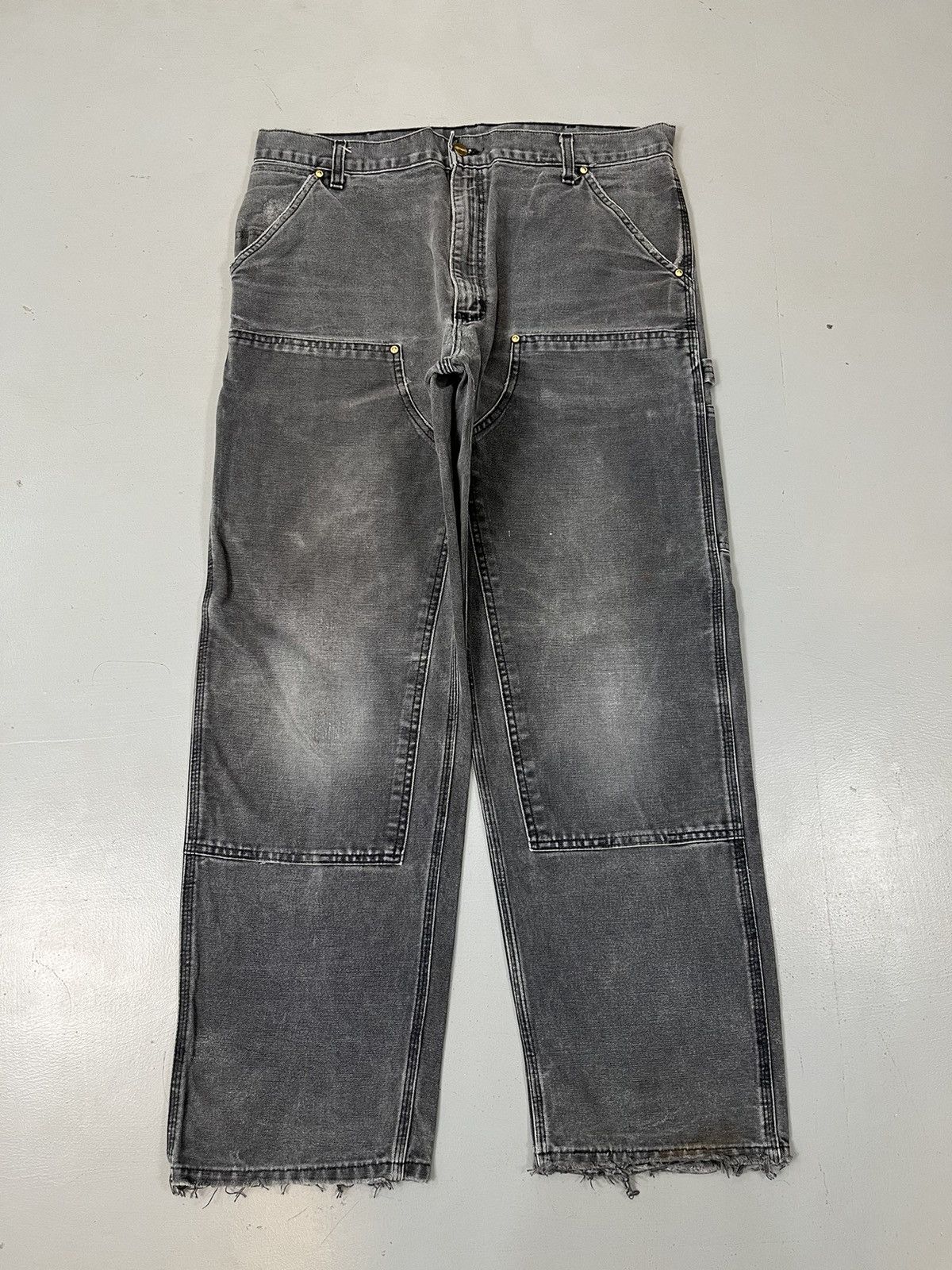 Carhartt × Vintage Sun faded Carhartt B01 BLK double knee denim Size US 37 - 2 Thumbnail