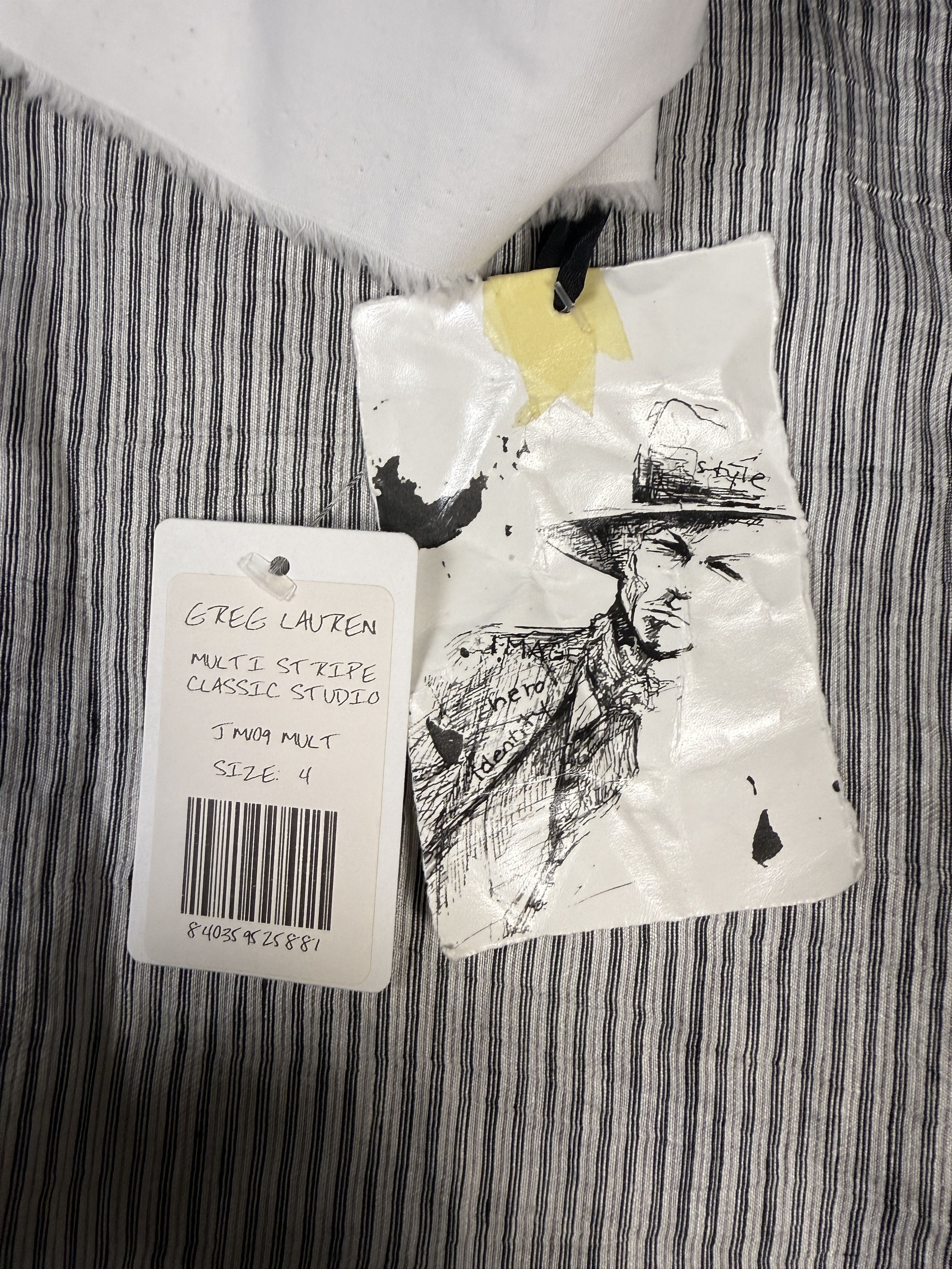 Greg Lauren $1k Greg Lauren Stripe Classic Bib Studio Shirt Size US XL / EU 56 / 4 - 6 Thumbnail