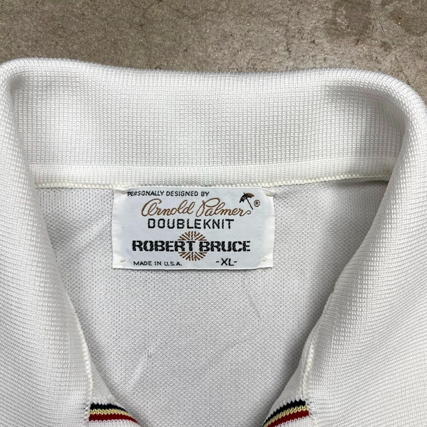 Vintage VINTAGE Robert Bruce Arnold Palmer Golf Polo Shirt Double Knit XL White Men Short Sleeve Polo Mens 70s Golf Polo Size US XL / EU 56 / 4 - 3 Thumbnail