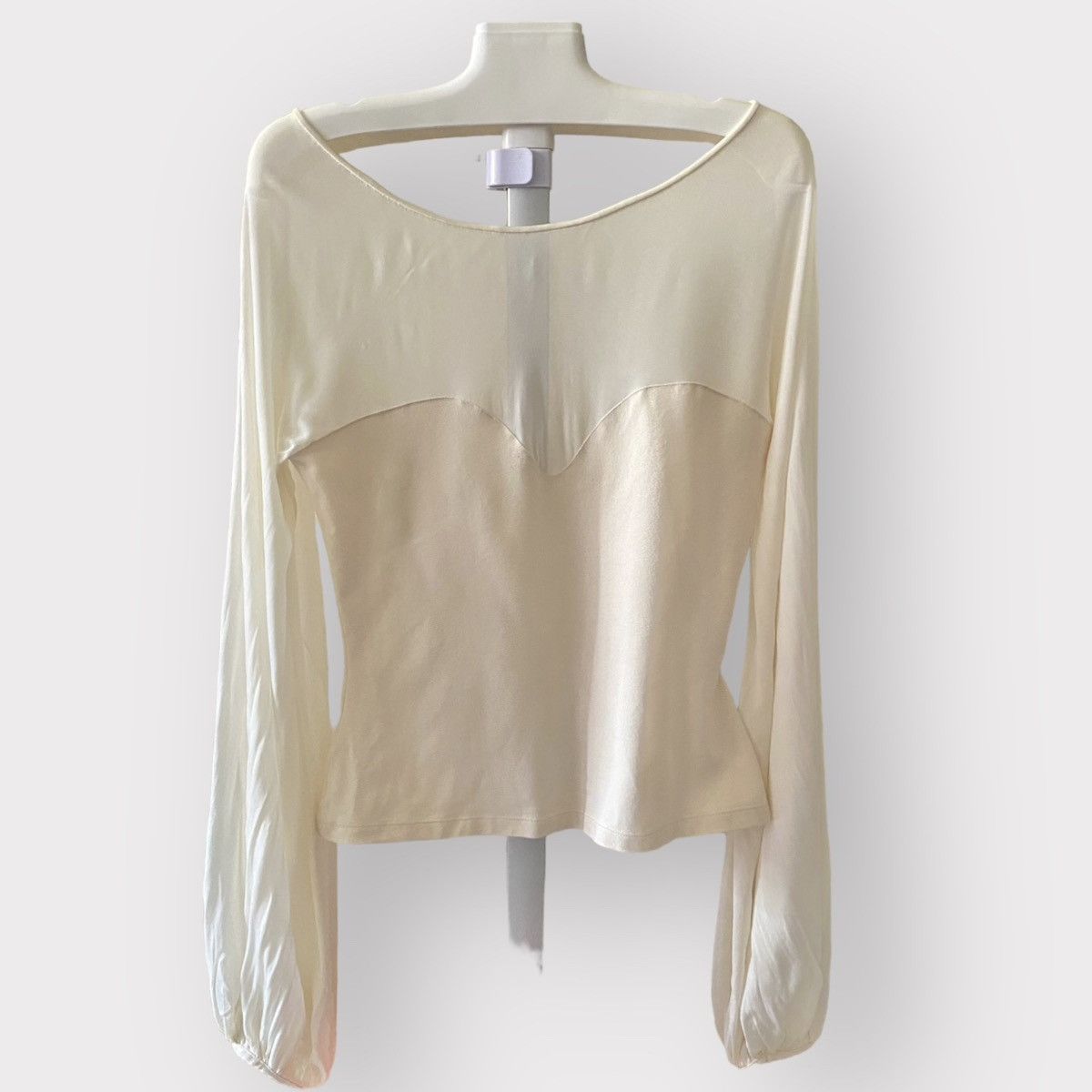 image of Alexander Mcqueen “Lee” Mcqueen Era 2005 Corset Sheer Mesh Longsleeve in Cream, Women's (Size Mediu