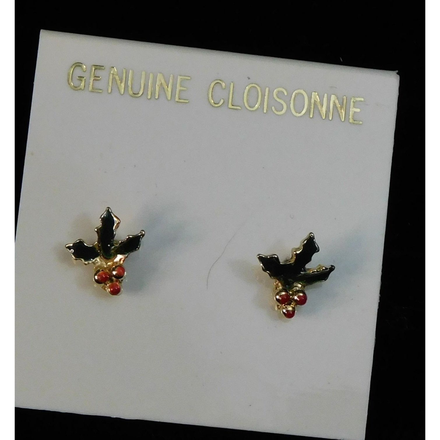Other Vintage Genuine Cloisonne Holly Berry Post Earrings Size ONE SIZE - 1 Thumbnail