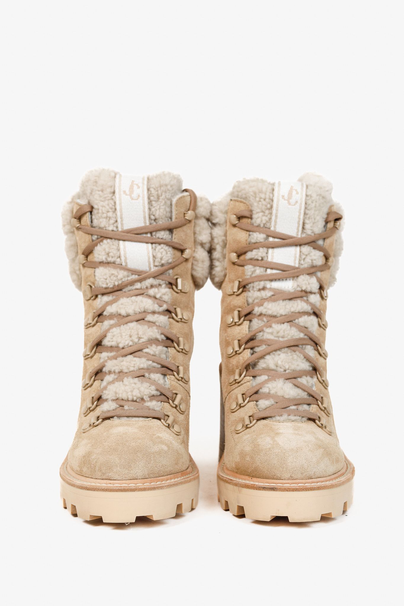 Jimmy Choo Jimmy Choo Eshe Stucco Suede Flat Shearling Hiking Boots Size US 8.5 / IT 38.5 - 2 Thumbnail
