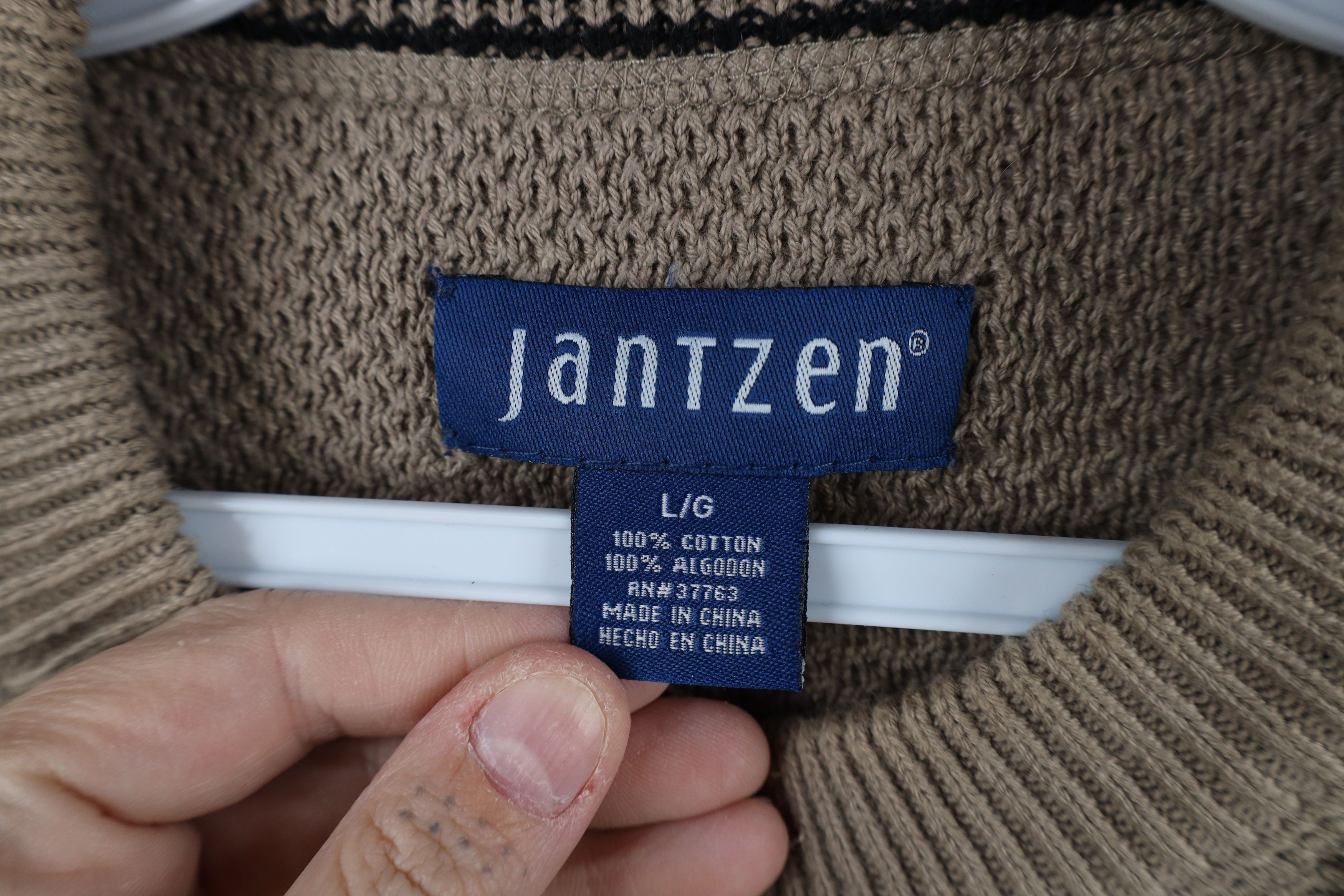 Vintage Vintage 90s Streetwear Thermal Knit Weave Sweater Beige Size US L / EU 52-54 / 3 - 5 Thumbnail