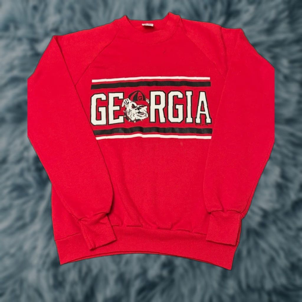 Jerzees VINTAGE Georgia Bulldogs Logo VTG Crewneck Sweater 1990 Mens Size Medium Red Crew Neck Pullover Sweater Long Sleeve Logo Shirt M Mens Size US M / EU 48-50 / 2 - 1 Thumbnail