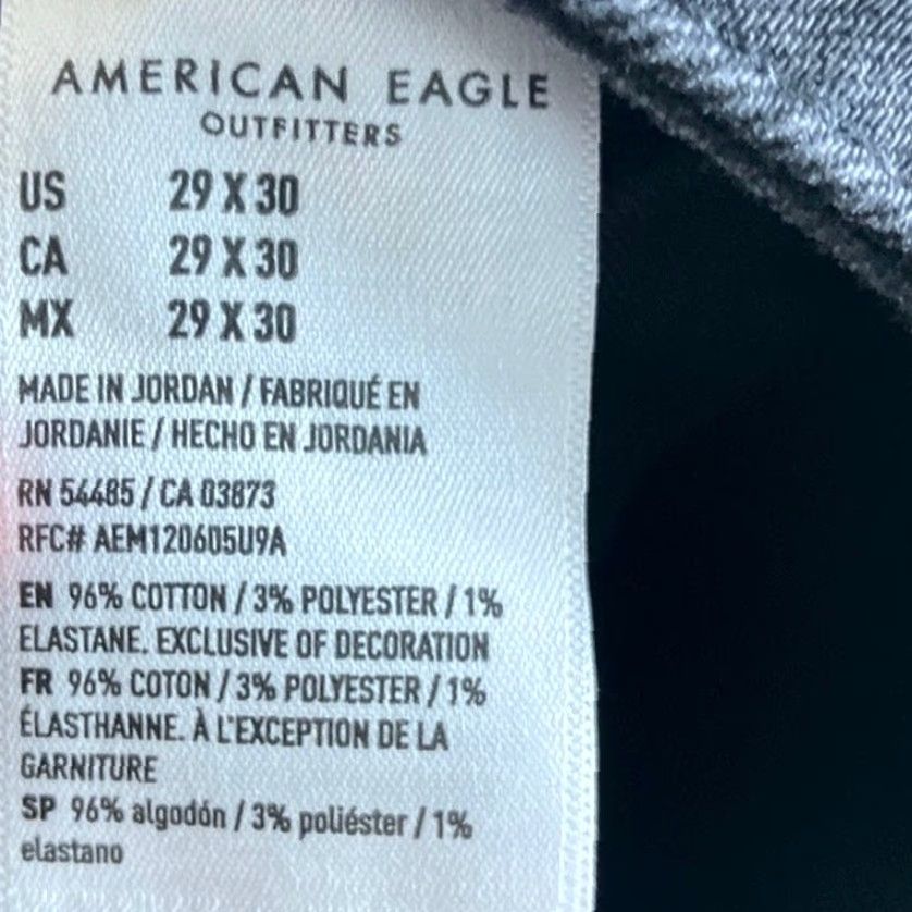 American Eagle Outfitters American Eagle Outfitters Mens Jeans Black Denim Slim Straight Stretch 29X30 Size US 29 - 6 Thumbnail