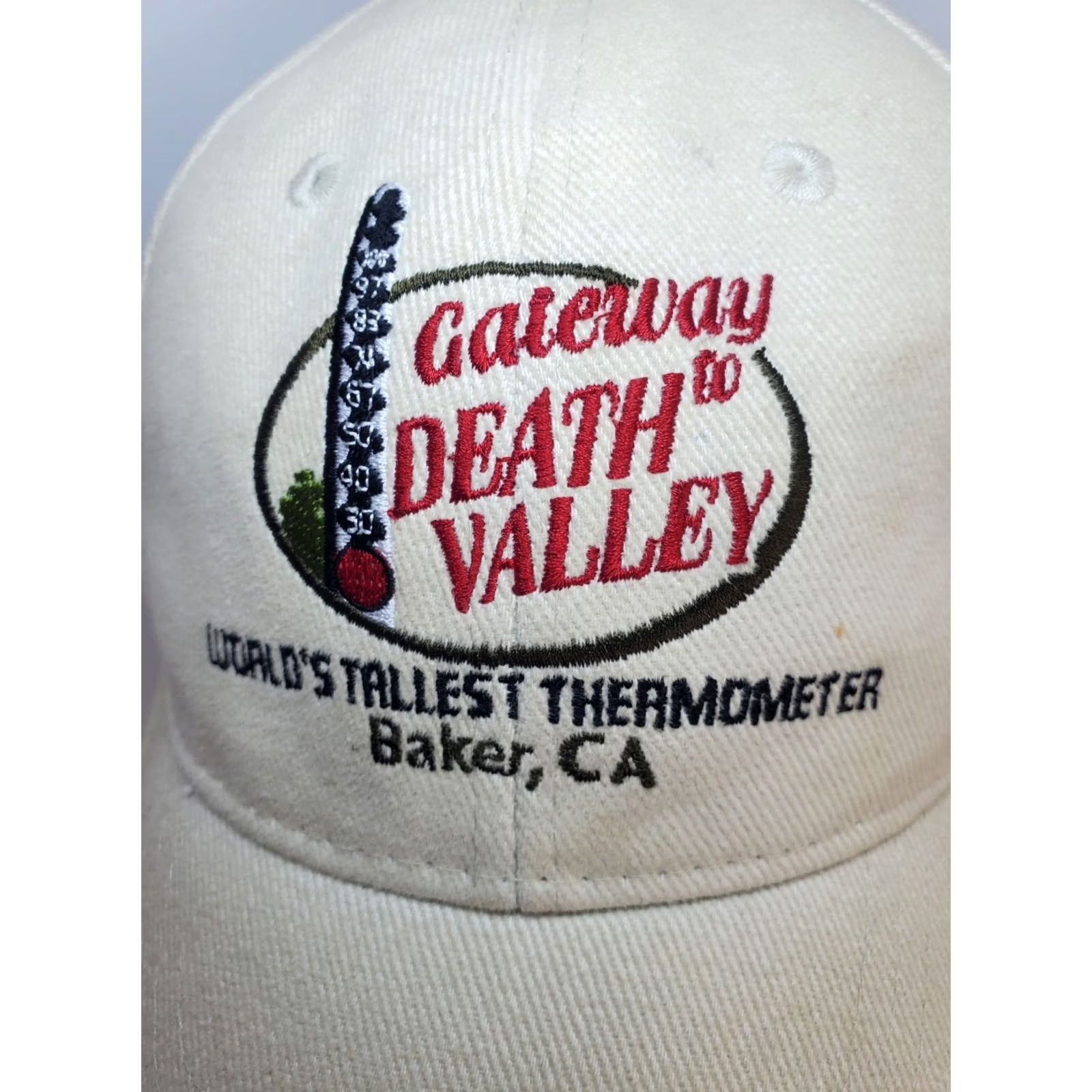 Vintage Vintage Mens Canvas Death Valley Baseball Cap Strapback OSFM Beige Embroidered - US Casual Travel Size ONE SIZE - 3 Thumbnail