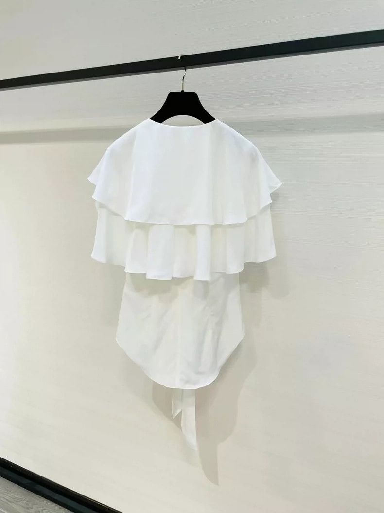 Loewe LOEWE White silk shirt top Size S / US 4 / IT 40 - 2 Thumbnail