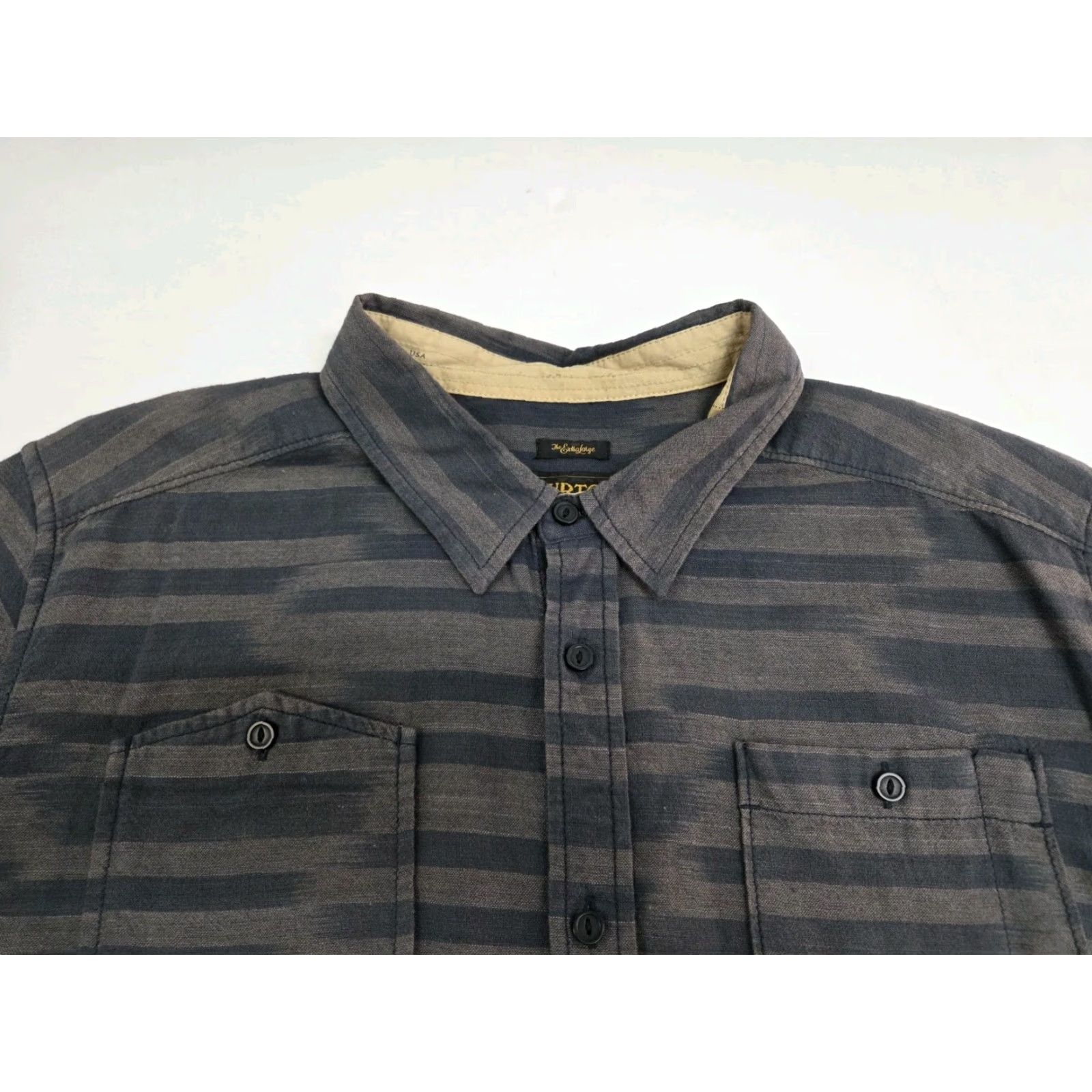 Burton Burton Durable Goods Mens Short Sleeve Button Up Shirt XL Striped Multicolor Cotton Woven Pocket Casual Travel Party/Cocktail Size US XL / EU 56 / 4 - 3 Thumbnail