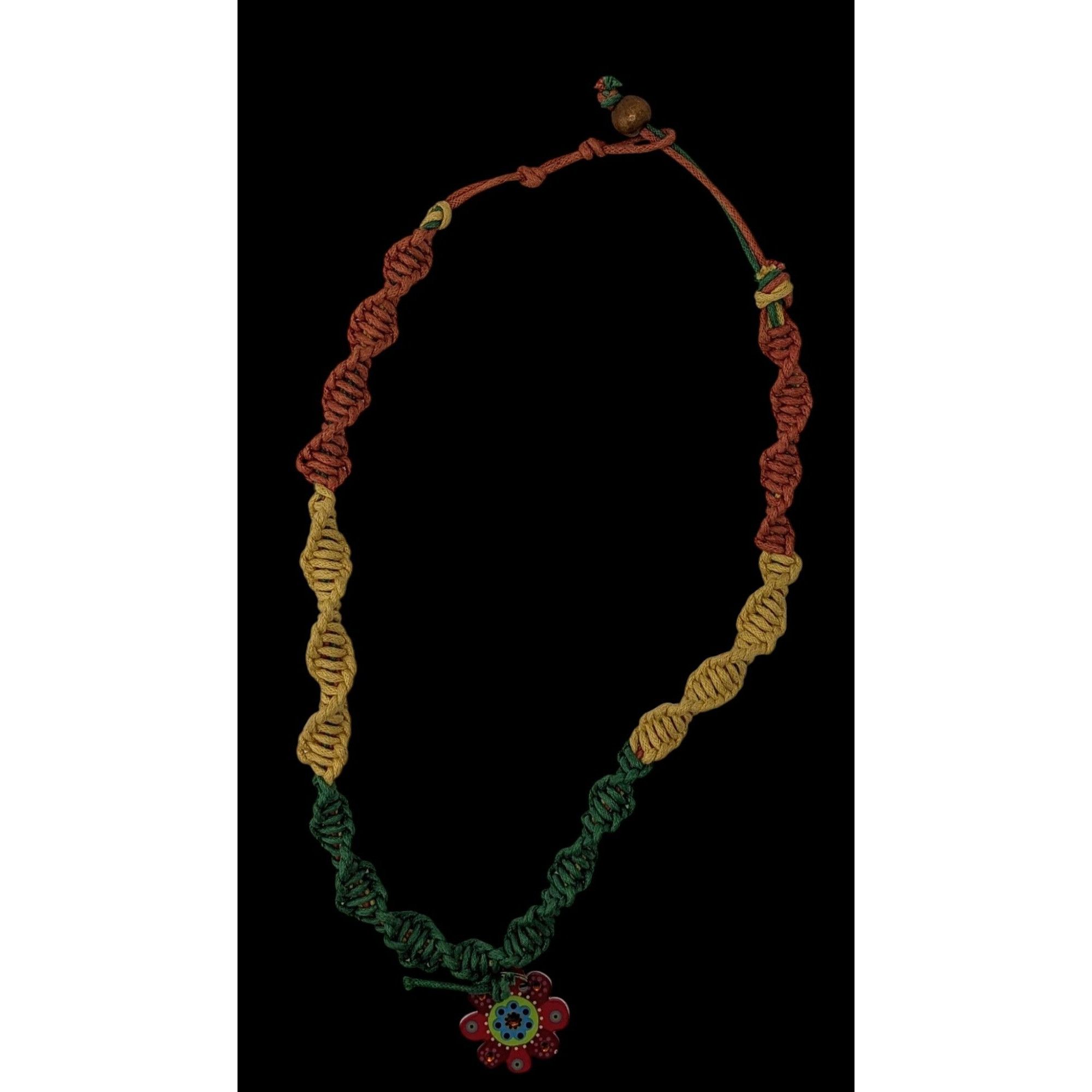 Handmade Handmade BFF Multicolor Macrame Necklace With Flower Charm Size ONE SIZE - 4 Thumbnail