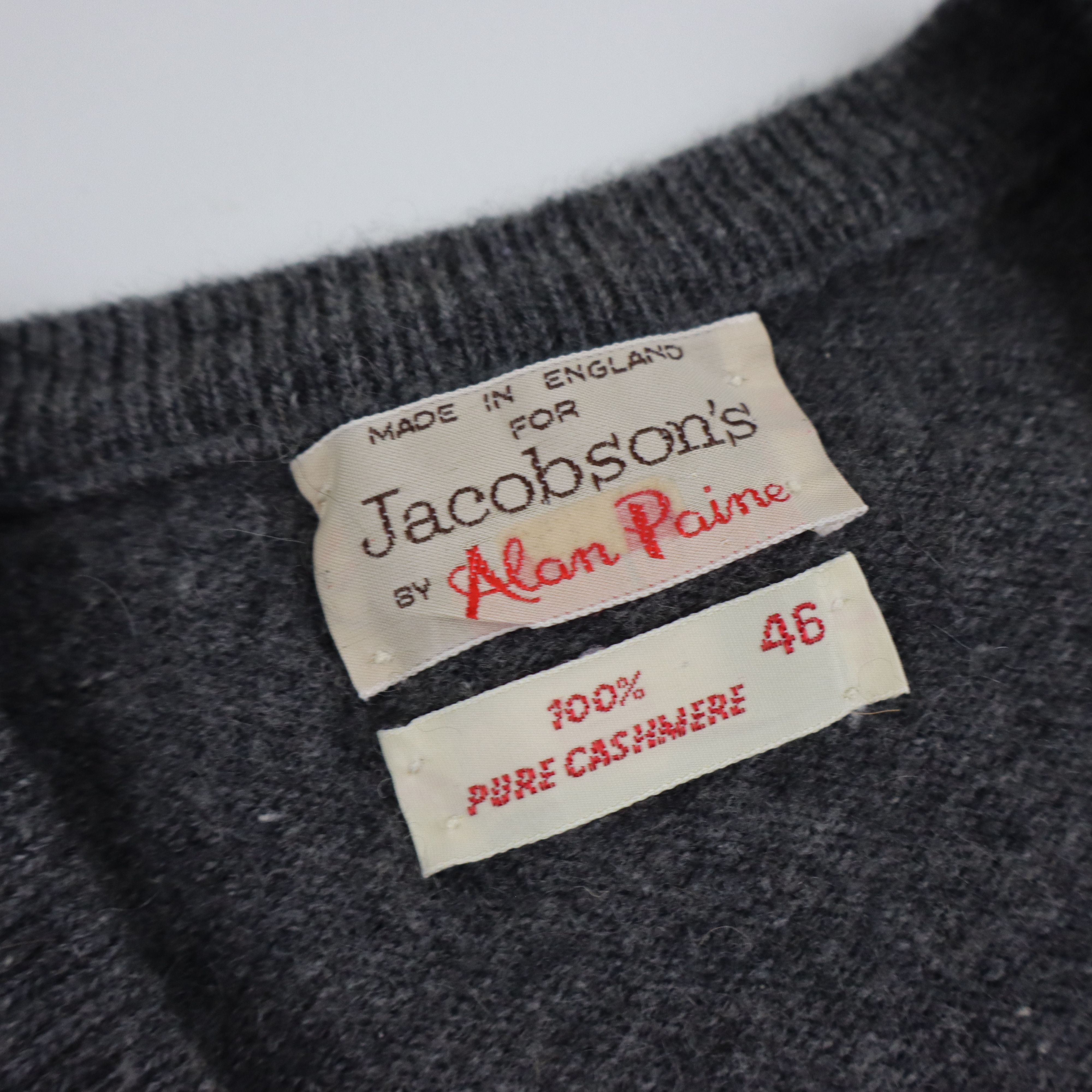 Alan Paine Vintage 70s 80s 100% Cashmere Mad Men Sweater Large 46 Size US L / EU 52-54 / 3 - 7 Thumbnail