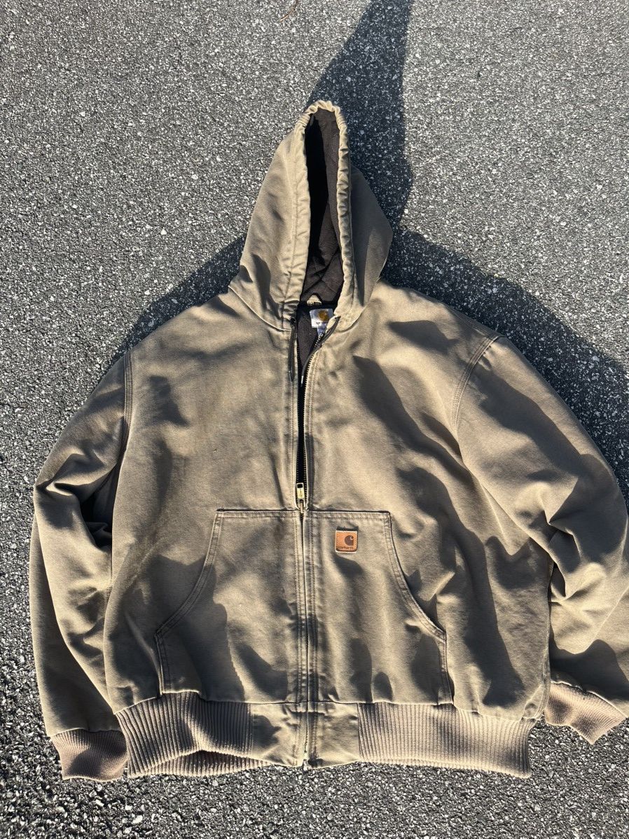 Carhartt Carhartt Men's Hooded Zip Bomber Jacket Light Brown 2XL Size US XXL / EU 58 / 5 - 3 Thumbnail