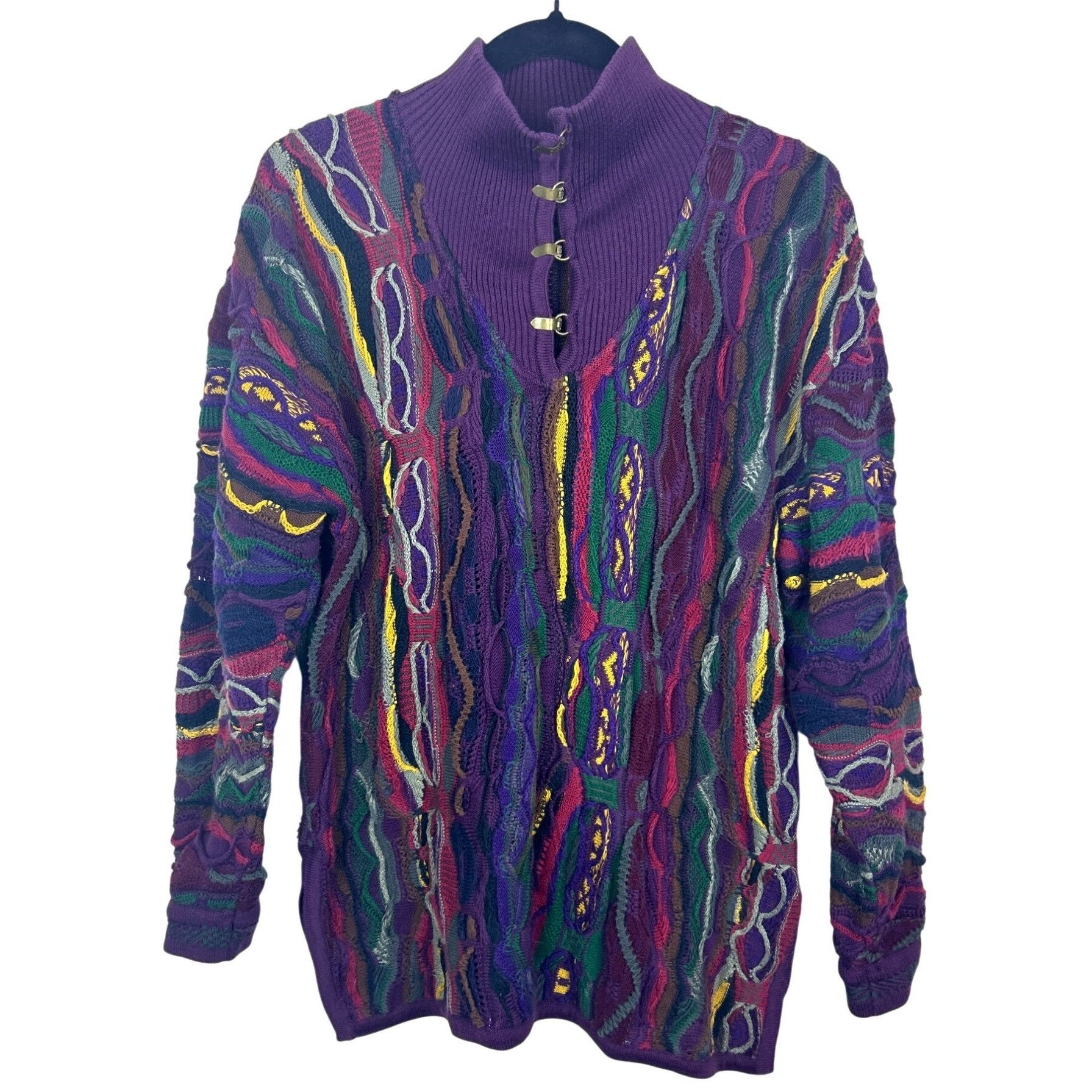 Coogi Rare Coogi Purple Multi Sweater 90's Metal Clasp Nec Size US M / EU 48-50 / 2 - 1 Thumbnail