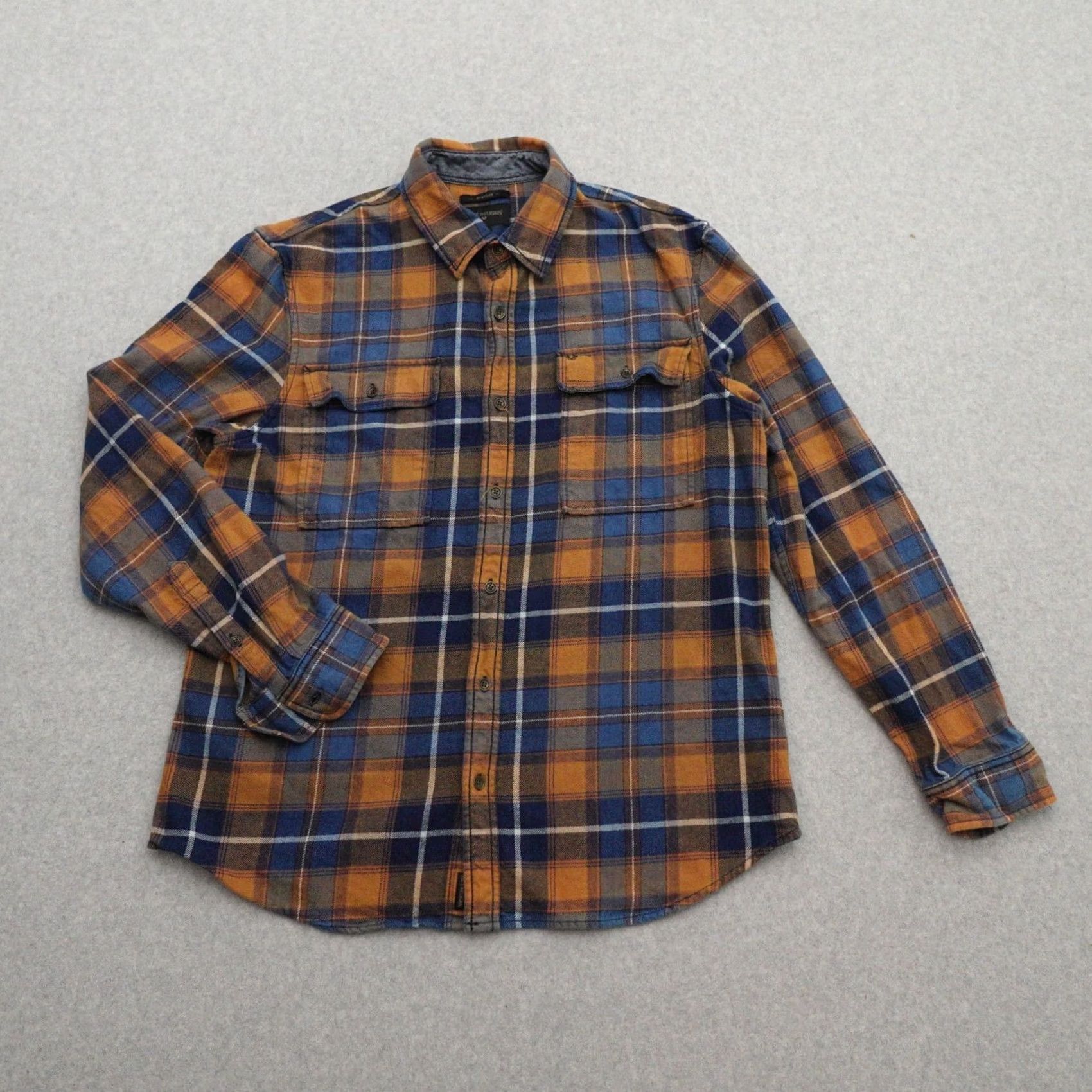 True Religion True Religion Mens Large (29X21) Plaid Button Up Long Sleeve Shirt Blue & Brown Size US L / EU 52-54 / 3 - 2 Thumbnail