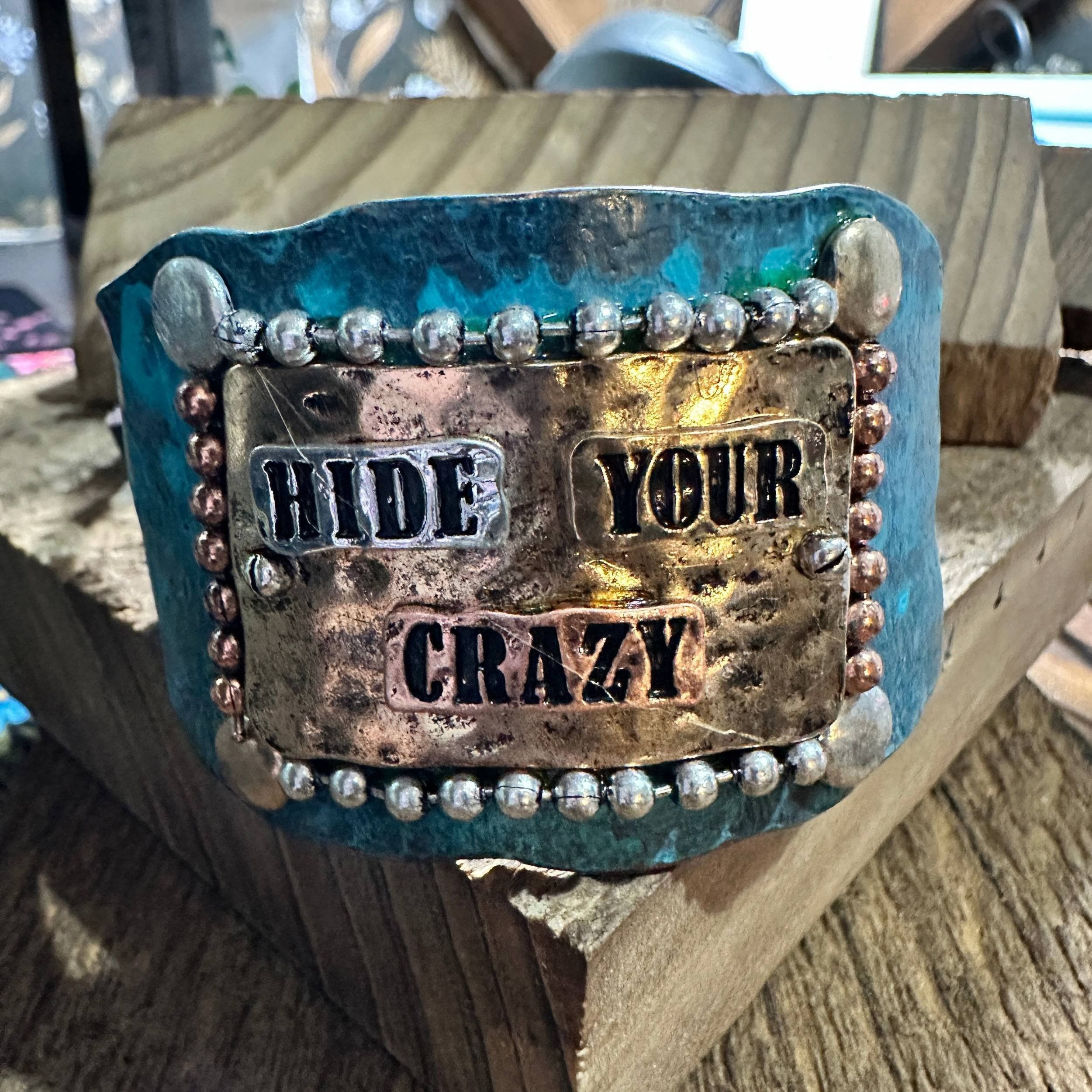 Other Hide Your Crazy Patina Western Bracelet Cuff with Adjustable Size ONE SIZE - 4 Thumbnail