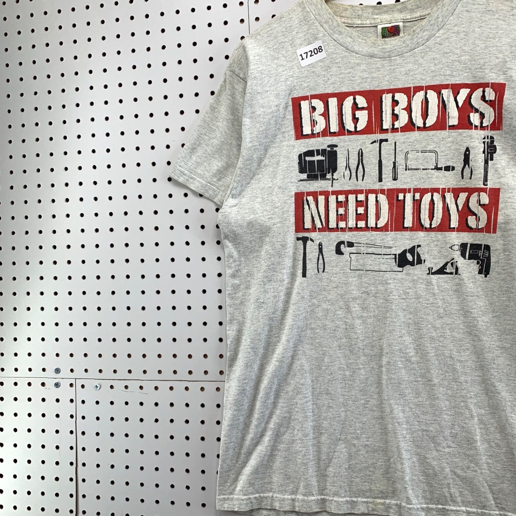 Fruit Of The Loom Vintage Big Boys Needs Toys Shirt Adult L Gray Short Sleeve Tool Graphic Outdoor Size US L / EU 52-54 / 3 - 3 Thumbnail