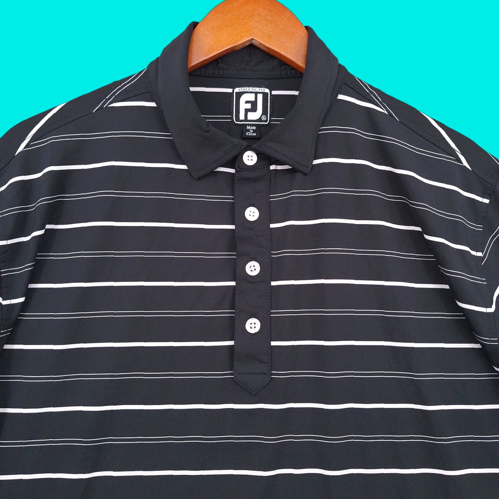 Footjoy Footjoy Polo Shirt Mens XL Black Striped Short Sleeve Athletic Fit Golf Size US XL / EU 56 / 4 - 1 Thumbnail