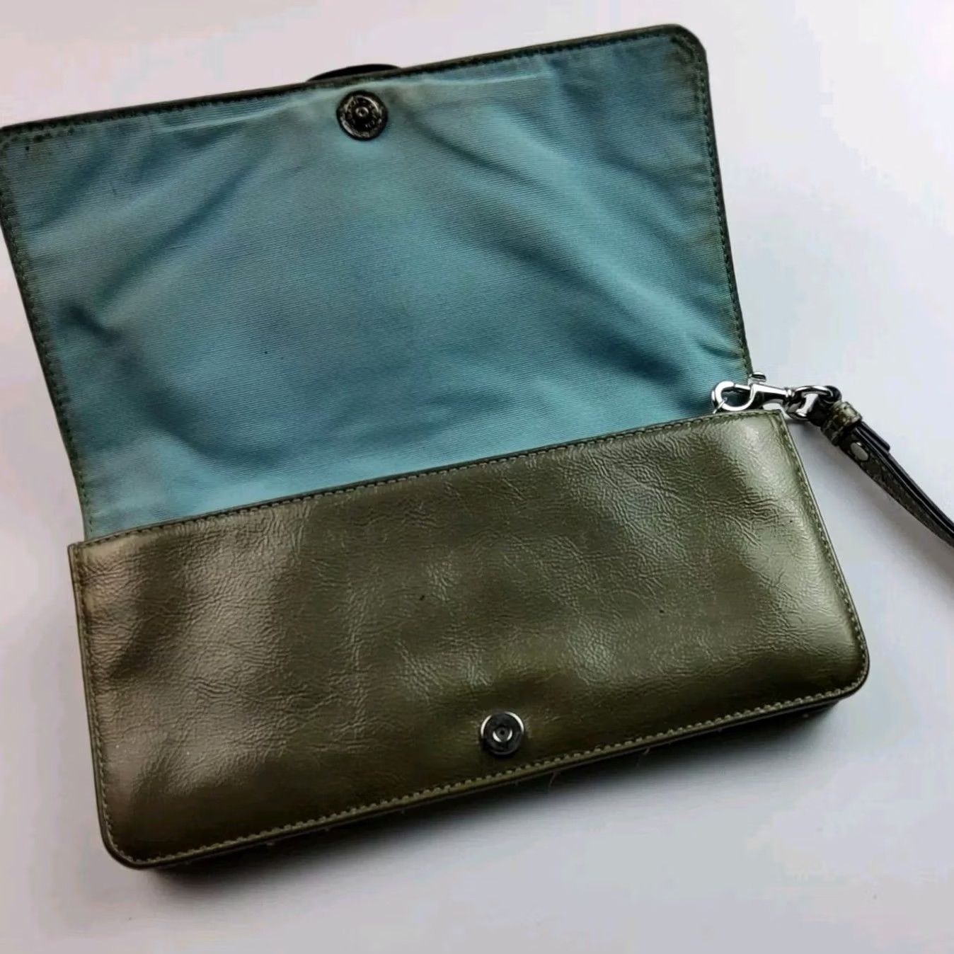 Coach VINTAGE Coach Wallet Wristlet Clutch Leather Buckle Large Organizer Green Womens Size ONE SIZE - 6 Thumbnail